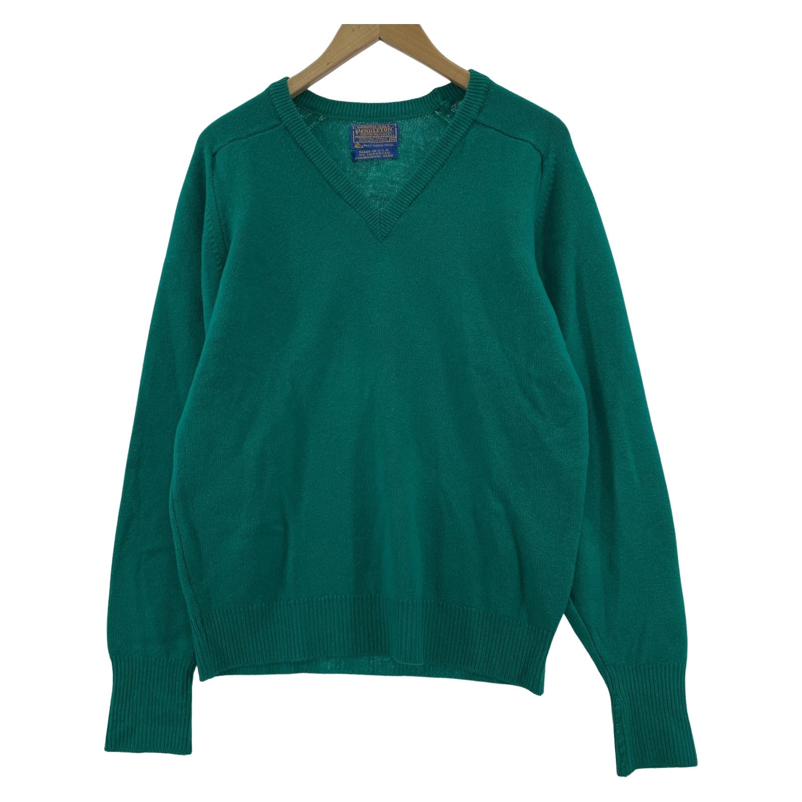 ニット 70s PENDLETON USA製 Vネックセーター 緑 (M) M グリーン