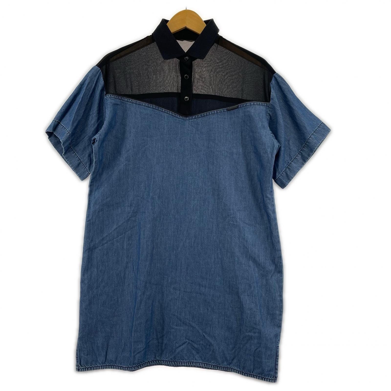 その他トップス DIESEL シアー切替S/Sプルオーバーシャツ (XXS) インディゴ