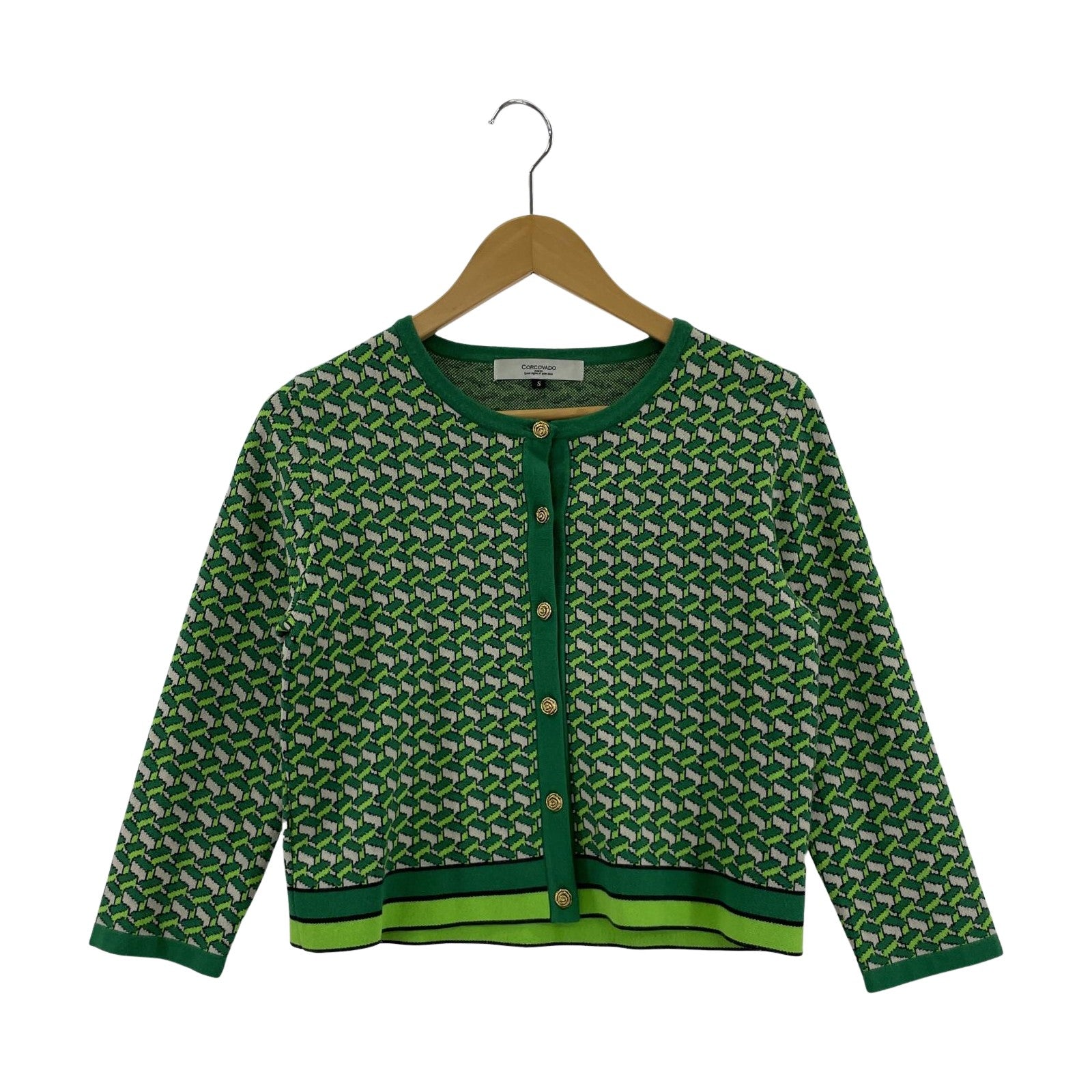 その他トップス CORCOVADO TOKYO 金ボタン柄カーディガン/GRN/size:S S
