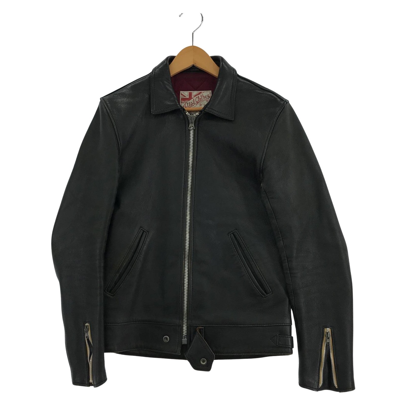 その他アウター Addict Clothes AD-01 茶芯 シープスキン センタージップレザージャケット 36 黒 ブラック