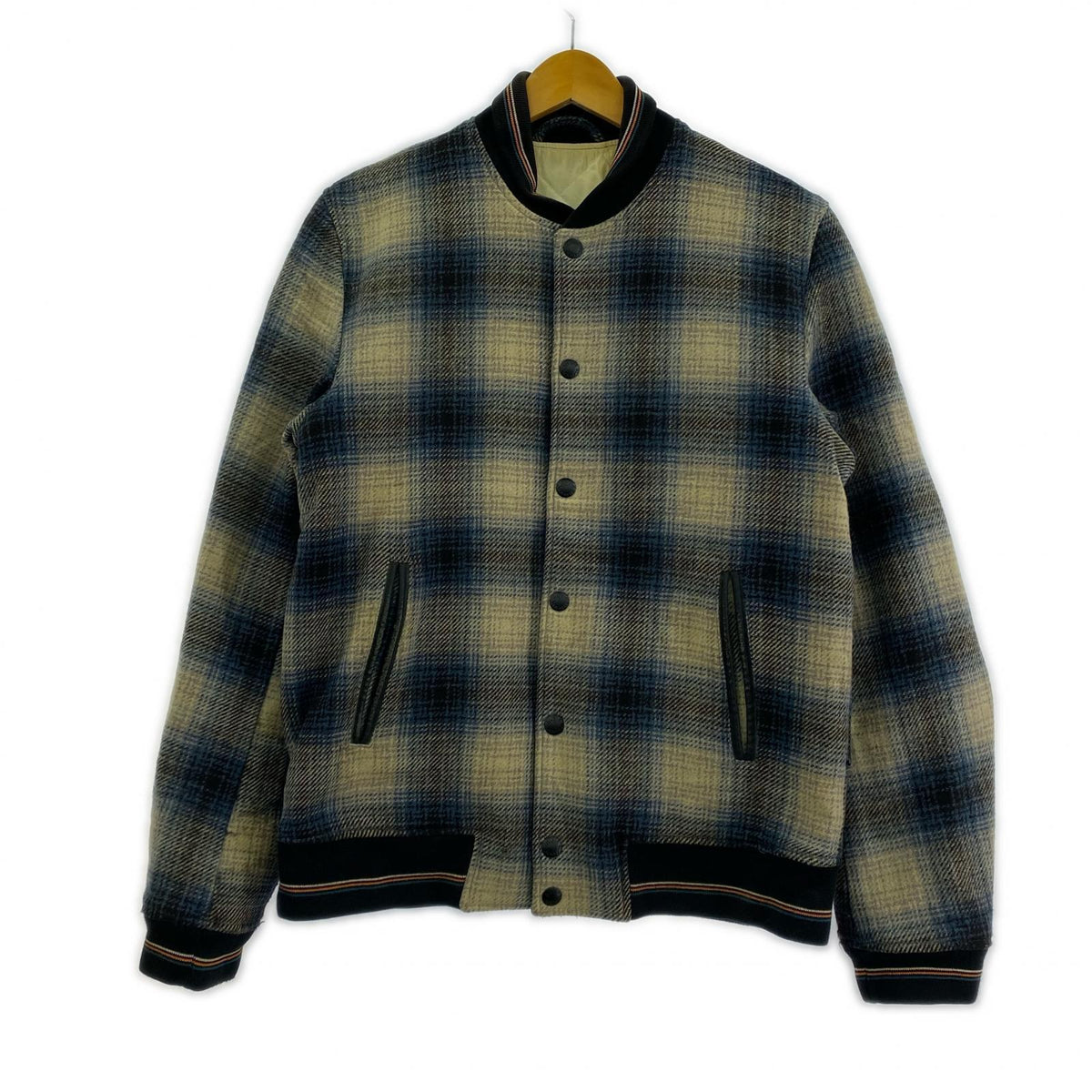 その他アウター Nudie Jeans チェック柄 ウールスタジャン ブルー M ブルー