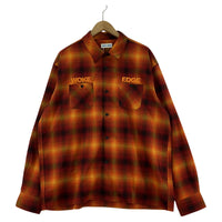 長袖シャツ WOKE EDGE オンブレチェックシャツ XL オレンジ