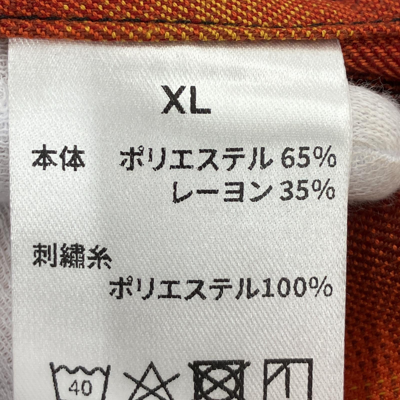 長袖シャツ WOKE EDGE オンブレチェックシャツ XL オレンジ