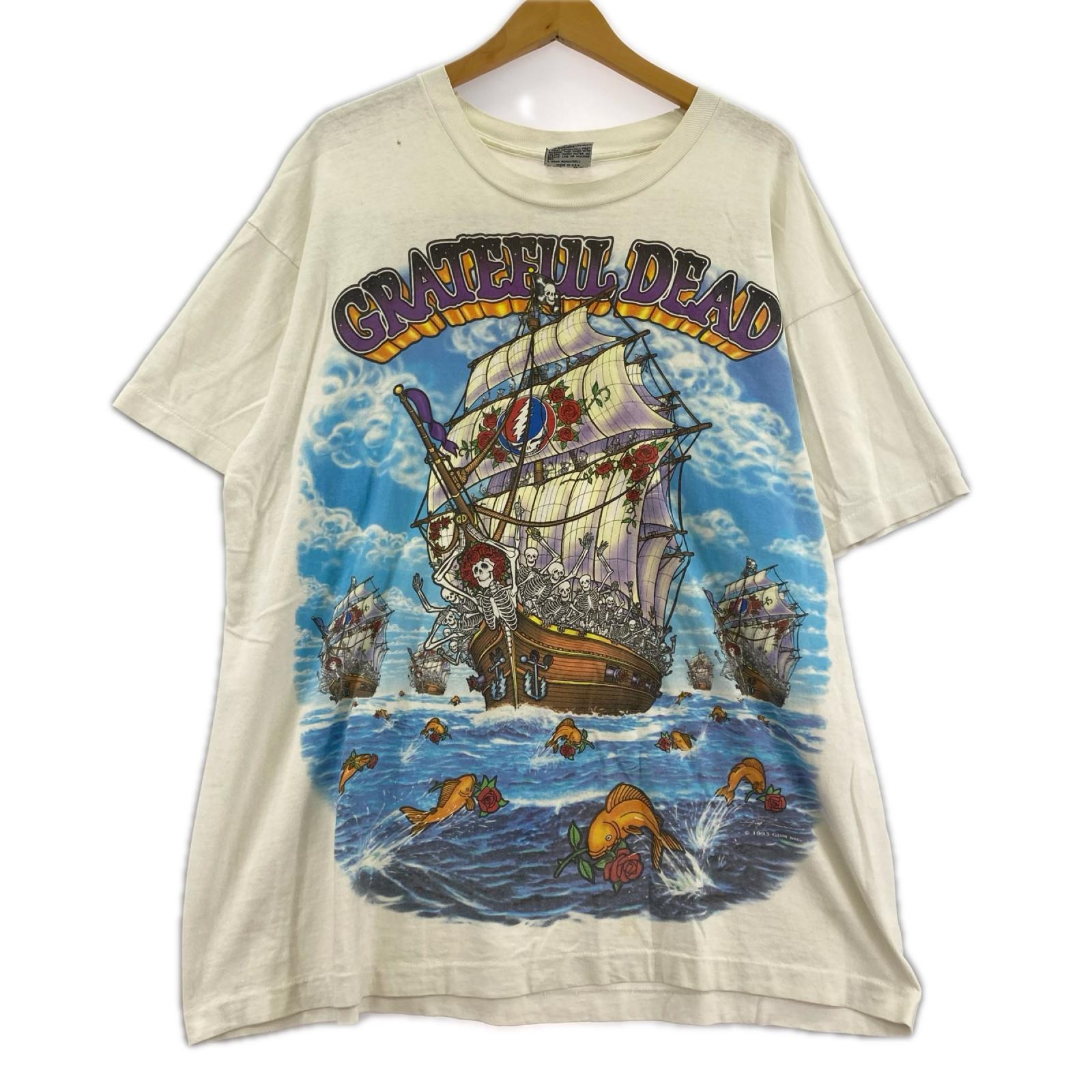 その他トップス 90s GRATEFUL DEAD Ship Of Fools バンドTee XL 白 LIQUID BLUE ホワイト