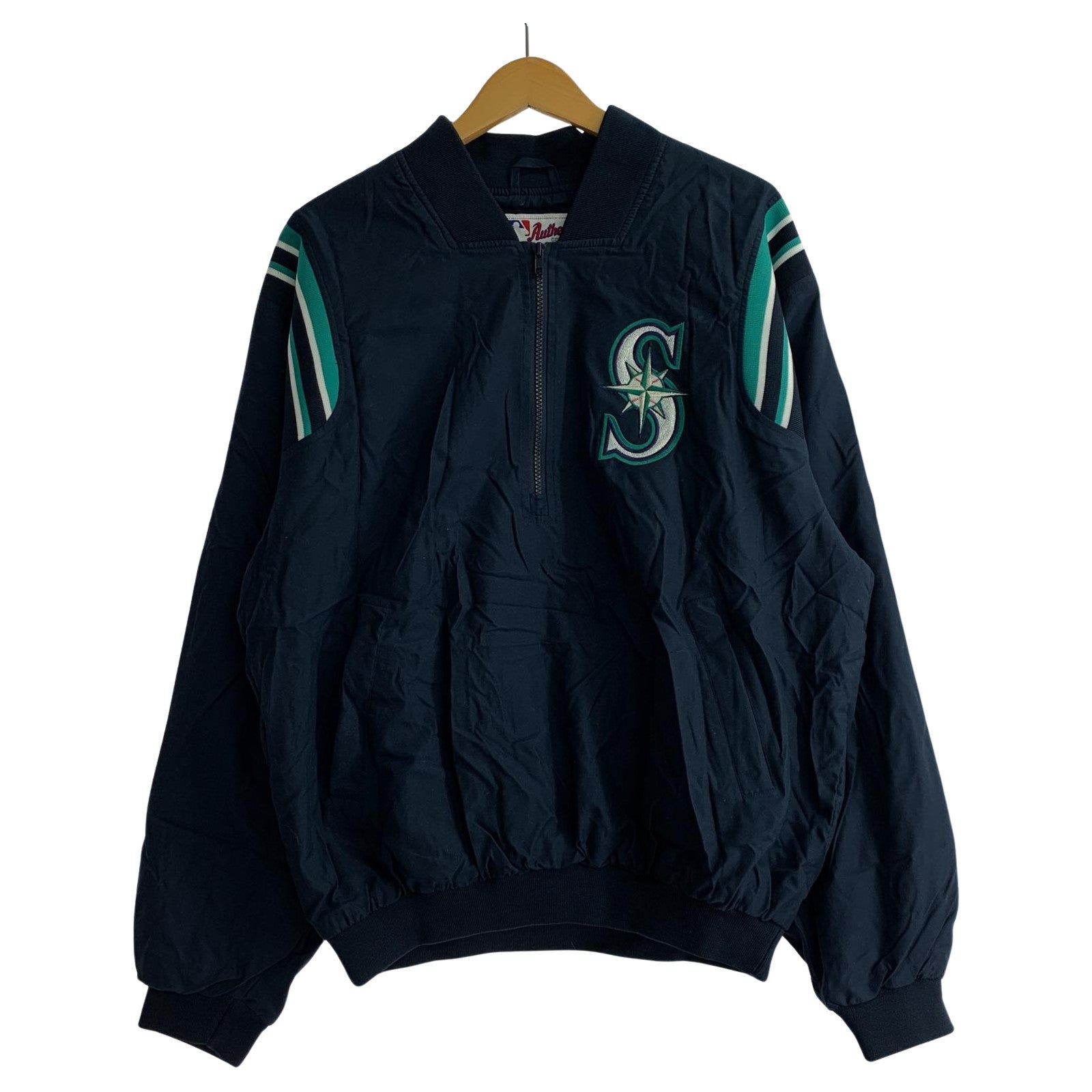 その他トップス Majestic 90~00s SEATTLE MARINERS ハーフジッププルオーバー(M) M ネイビー