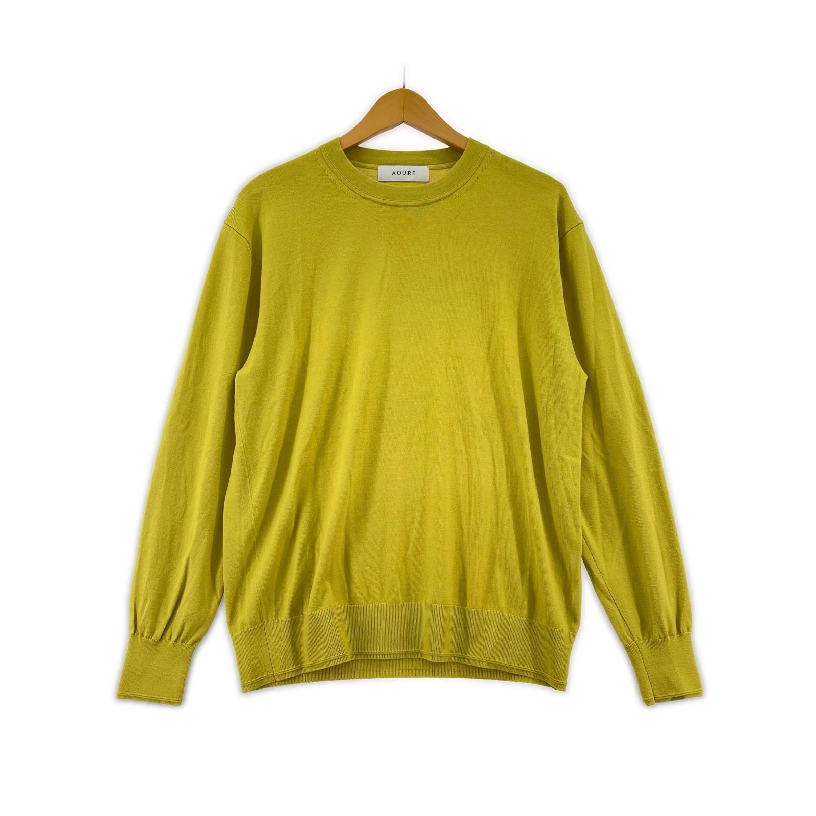 ニット FIORE ウォッシャブル クルーネック ニット 黄色 L L
