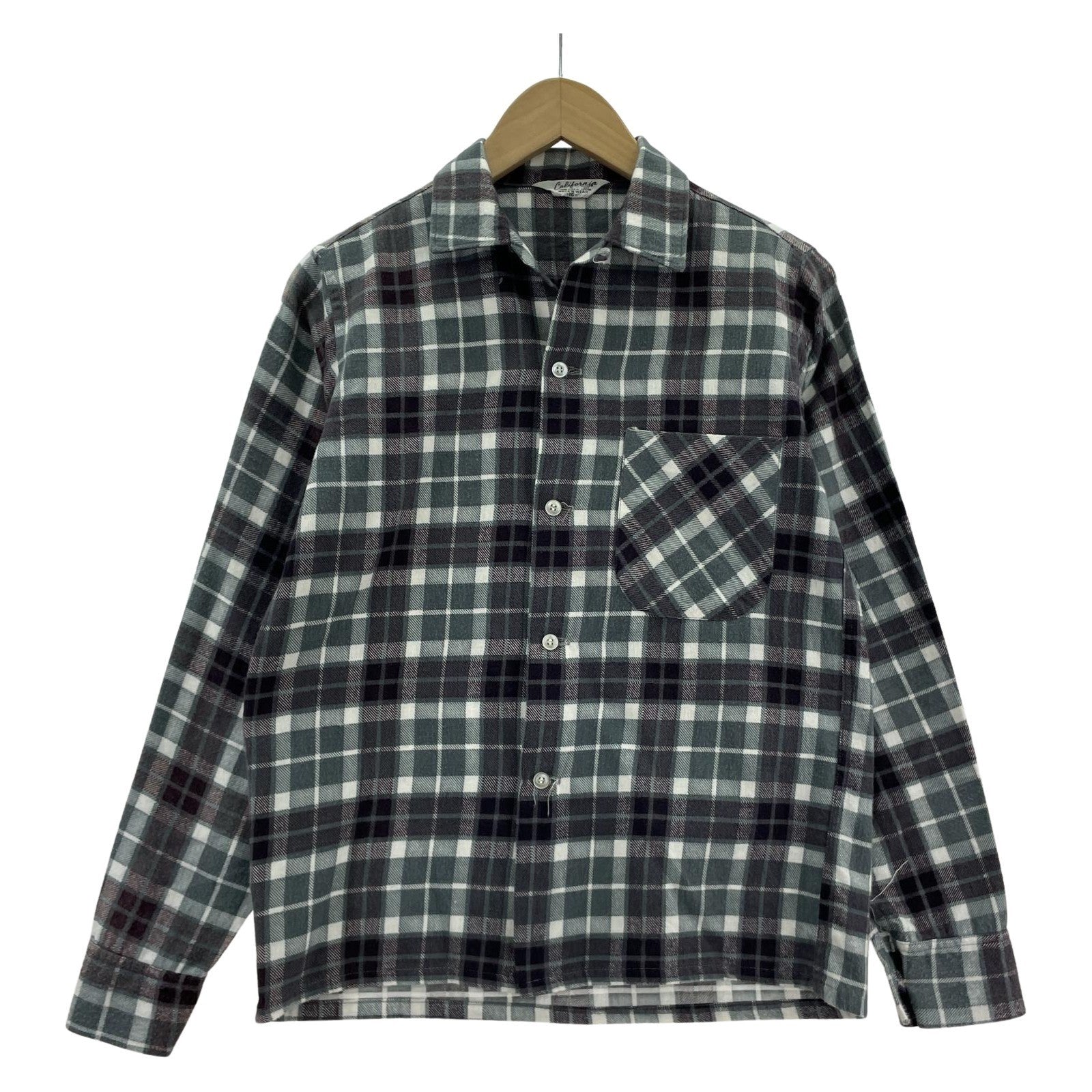 長袖シャツ OLD California 60s-70s L/S開襟コットンチェックシャツ