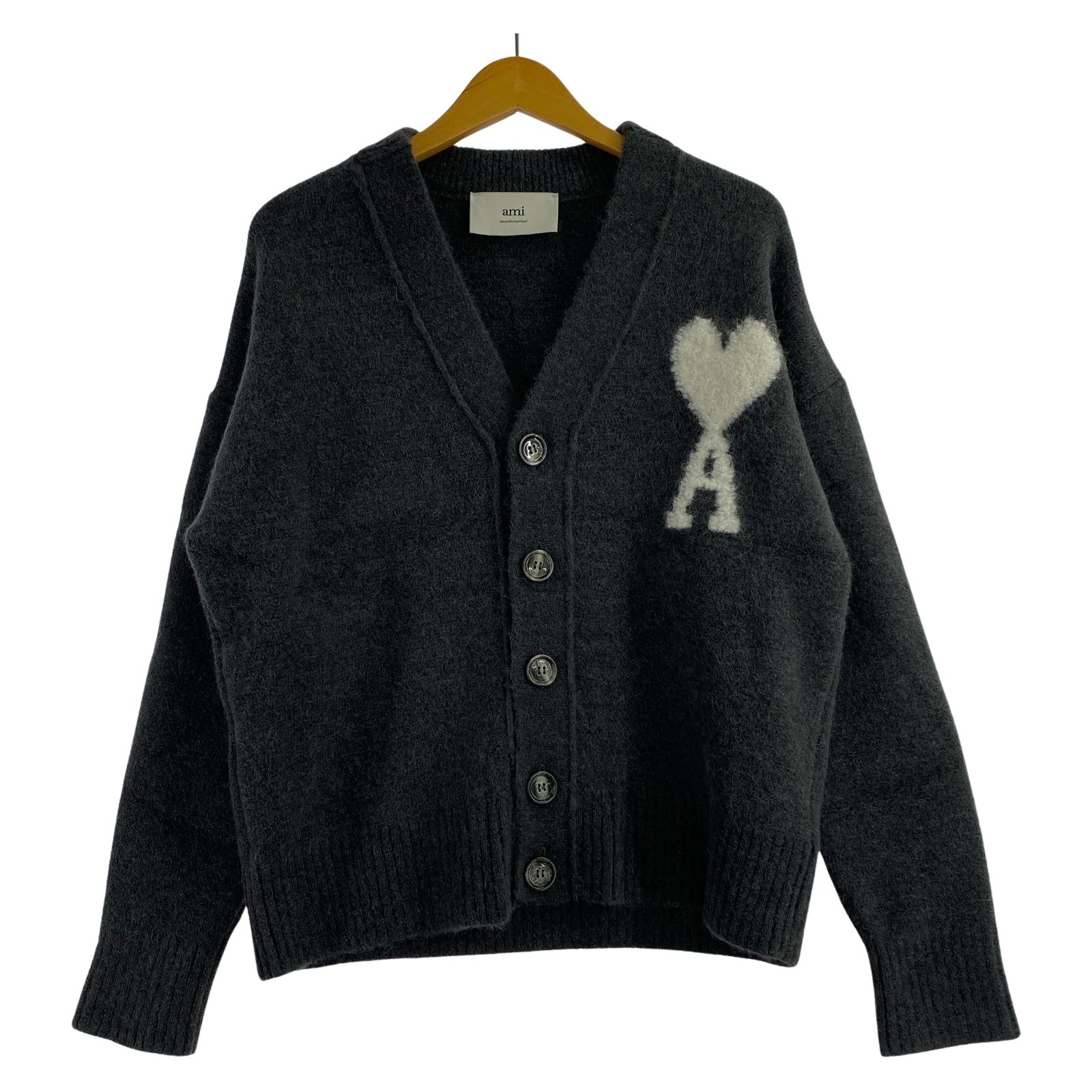カーディガン AMI Alexandre Mattiussi アルパカ混ロゴカーディガン UKC025KN0032 グレー (XS) グレー