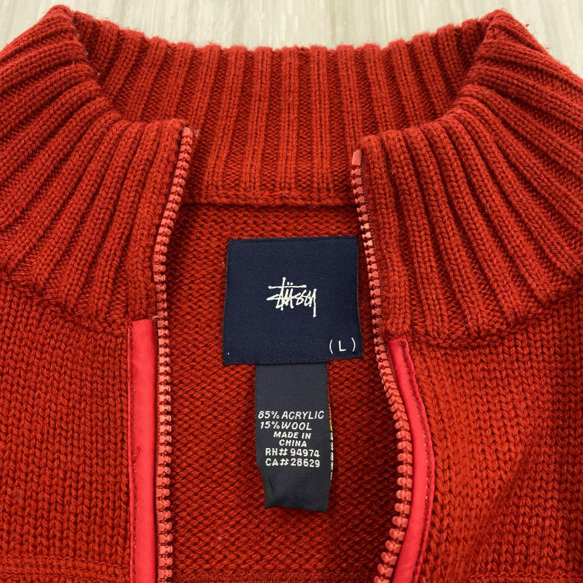 その他アウター STUSSY/90S/紺ﾀｸﾞ/ﾄﾞﾗｲﾊﾞｰｽﾞﾆｯﾄ/L/RED L レッド