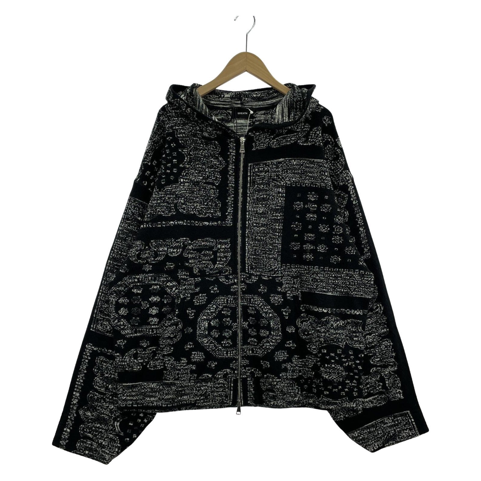 パーカー BREATH BROOKLYN OVERALL BR PAISLEY ZIP HOODIE LL ブラック