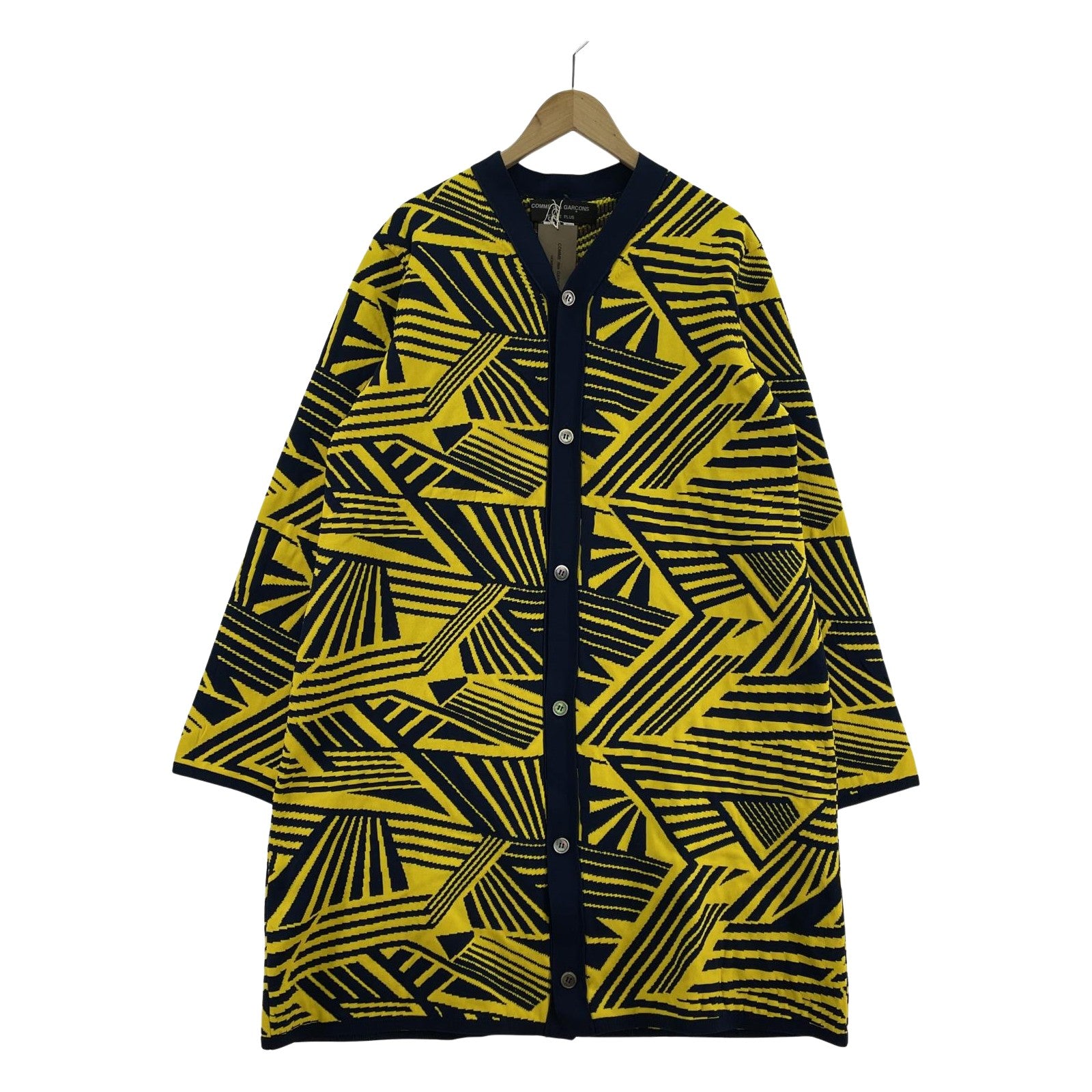 カーディガン COMME des GARCONS HOMME PLUS 総柄デザインロングカーディガン M イエロー AD2022 M