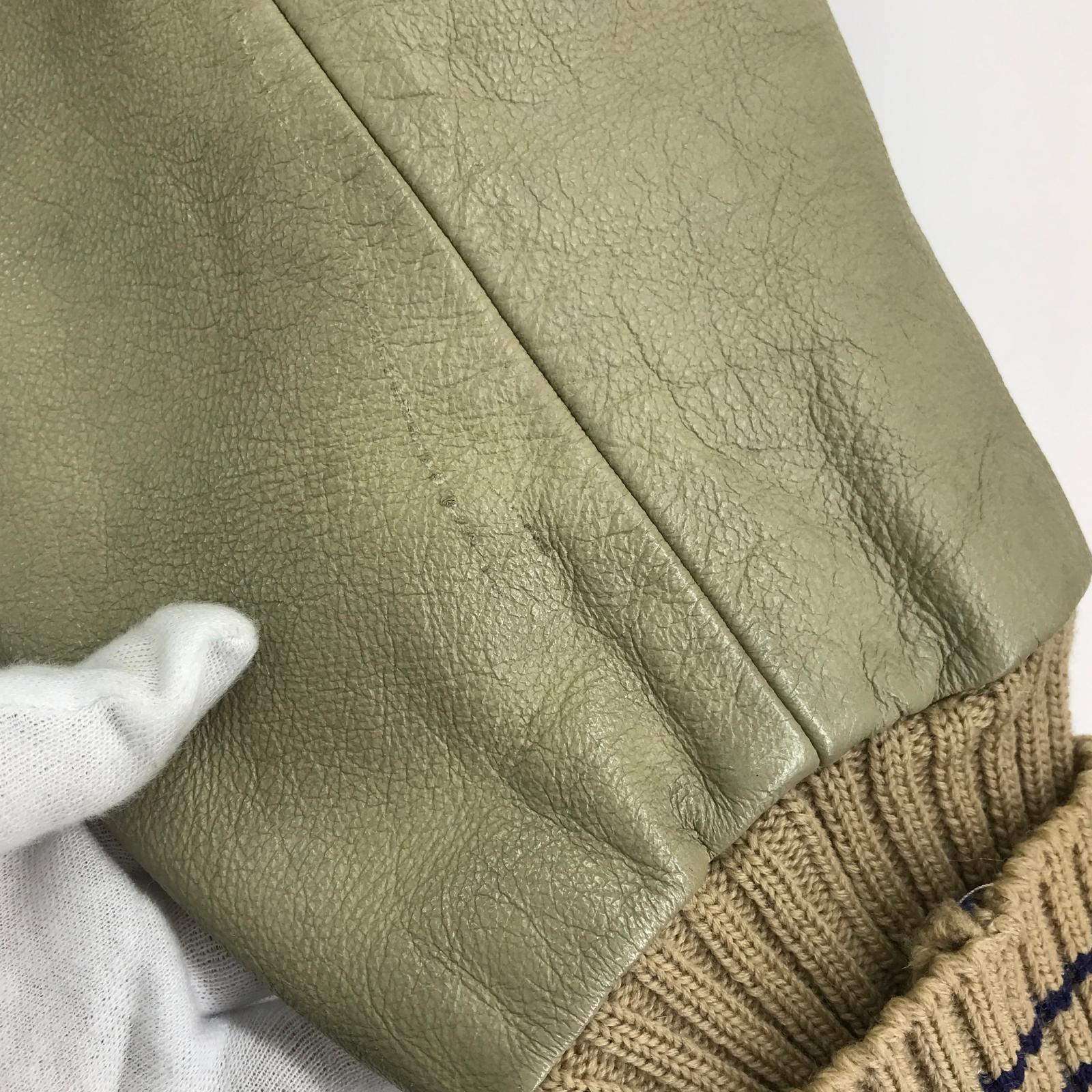 ジャケット レザー切り替えスタジャン M ブルー