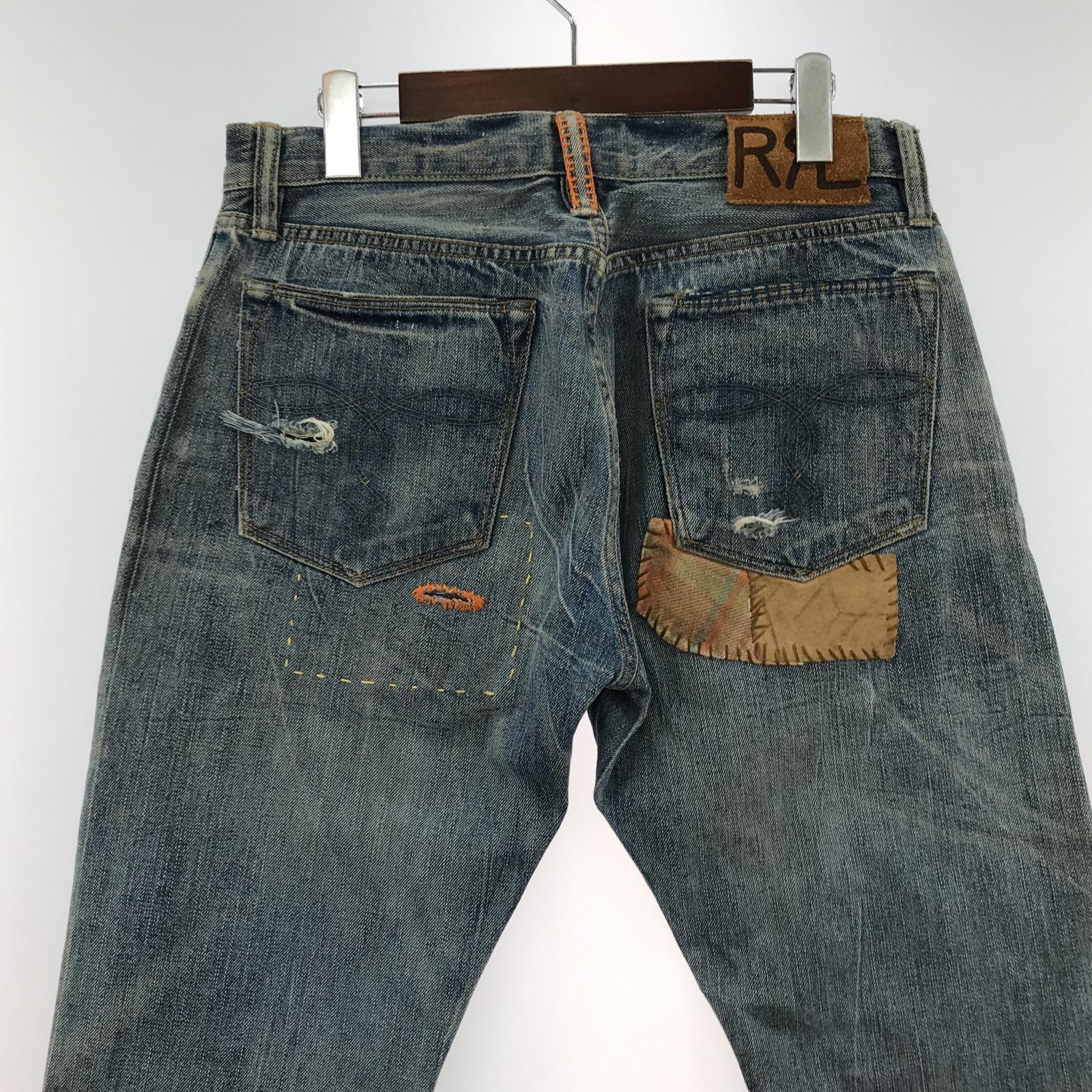 デニムパンツ パッチワークデニムパンツ/31*32/PP-PM-LA-0136 ブルー
