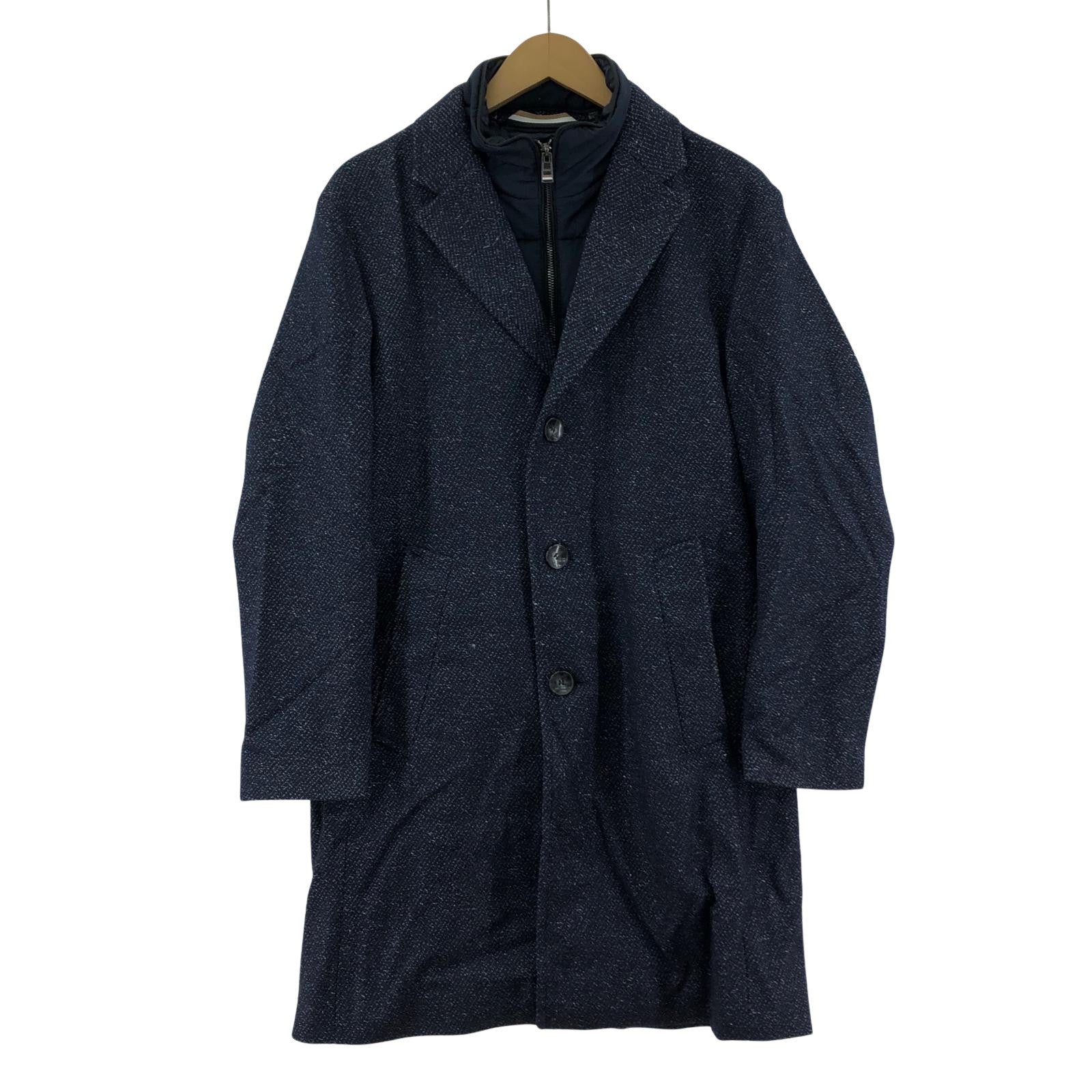 ジャケット HUGO BOSS キルティングライナー付 チェスターコート 44 ネイビー 44