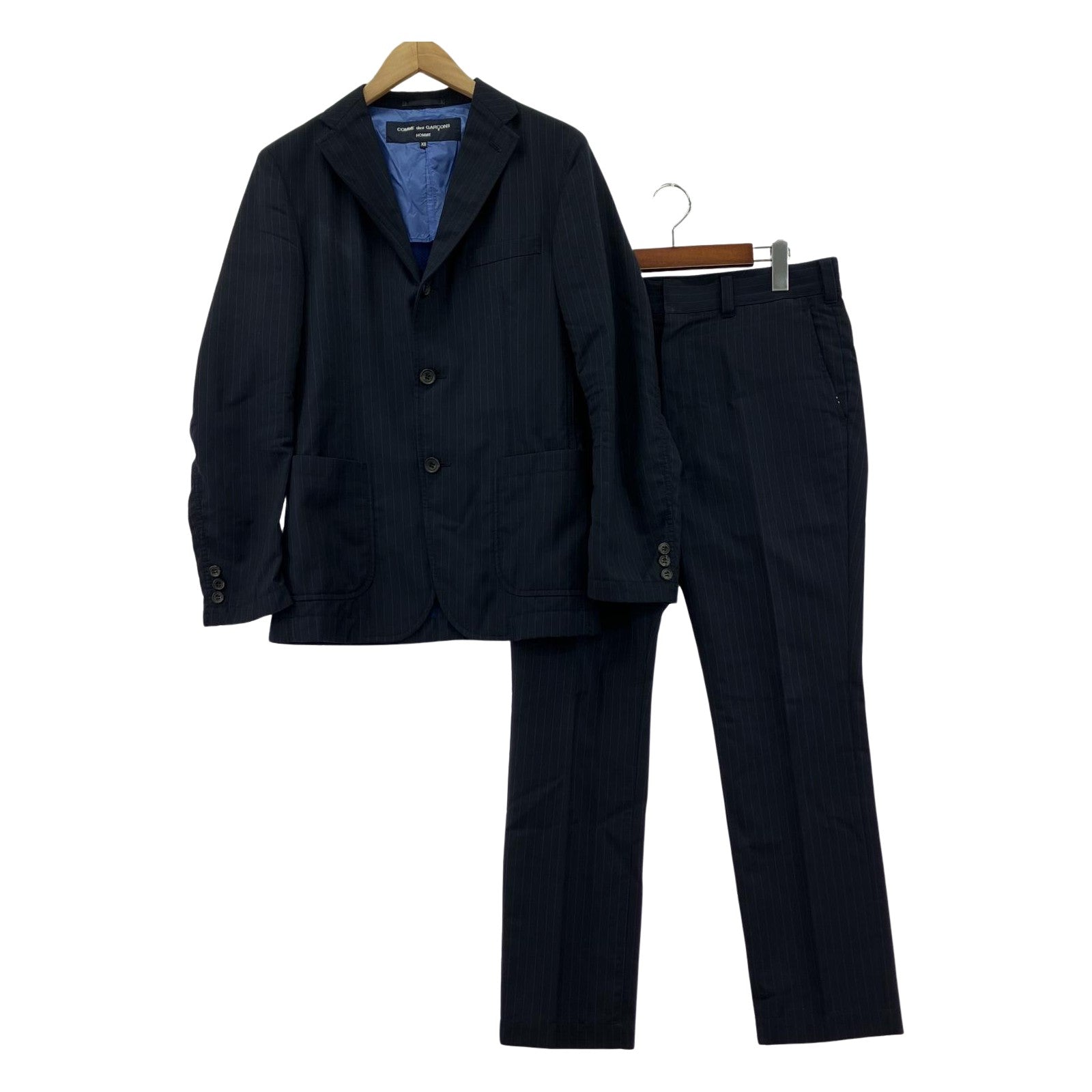 テーラードジャケット COMME des GARCONS HOMME ストライプ セットアップ XS ネイビー