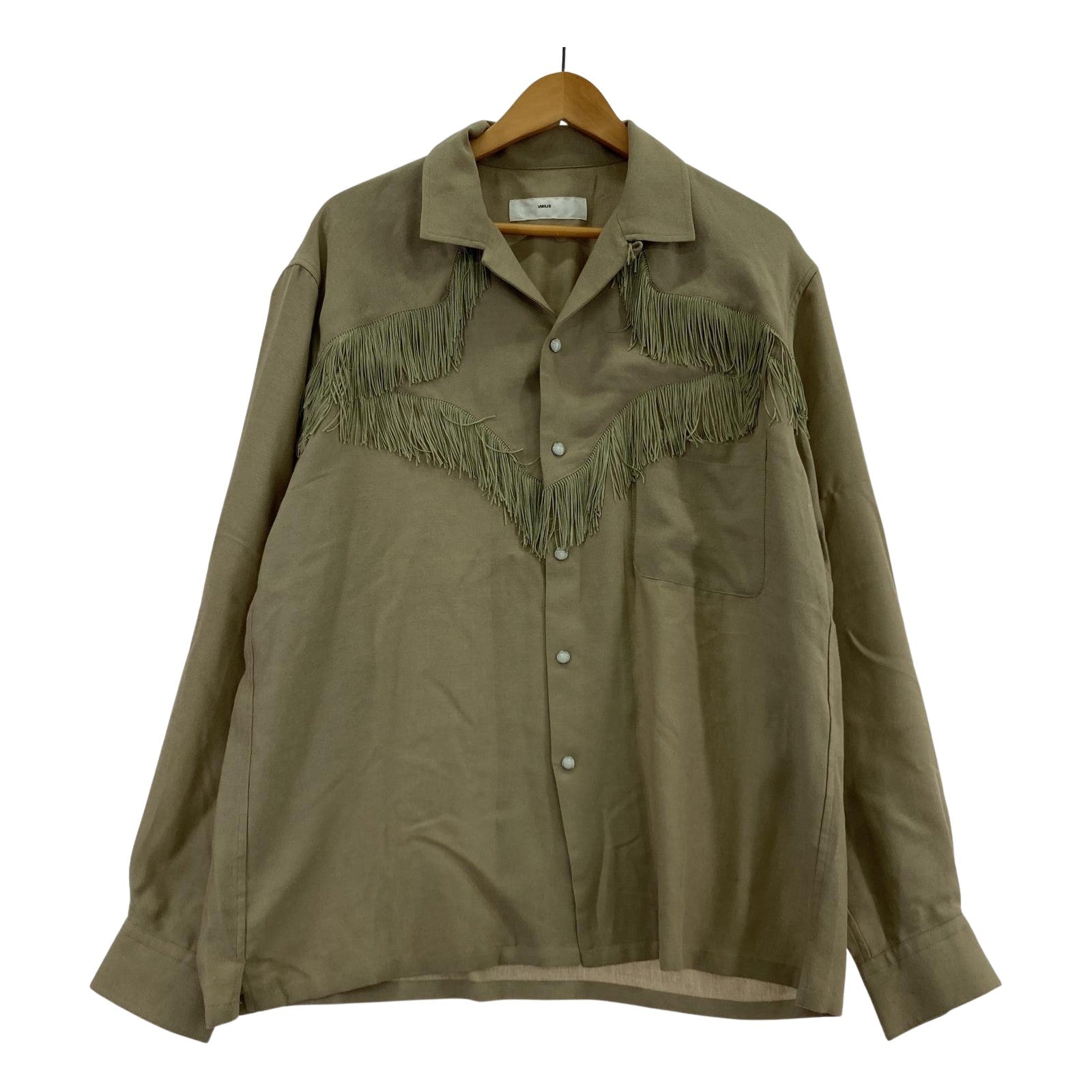 長袖シャツ TOGA(VIRILIS） Viyella fringe shirt フリンジウエスタンシャツ 48 ベージュ TV242-FJ306 ベージュ
