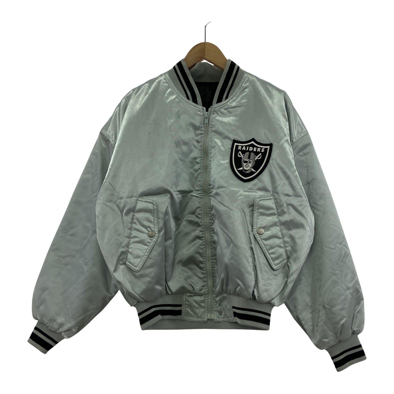 ジャケット raiders スタジャン シルバー