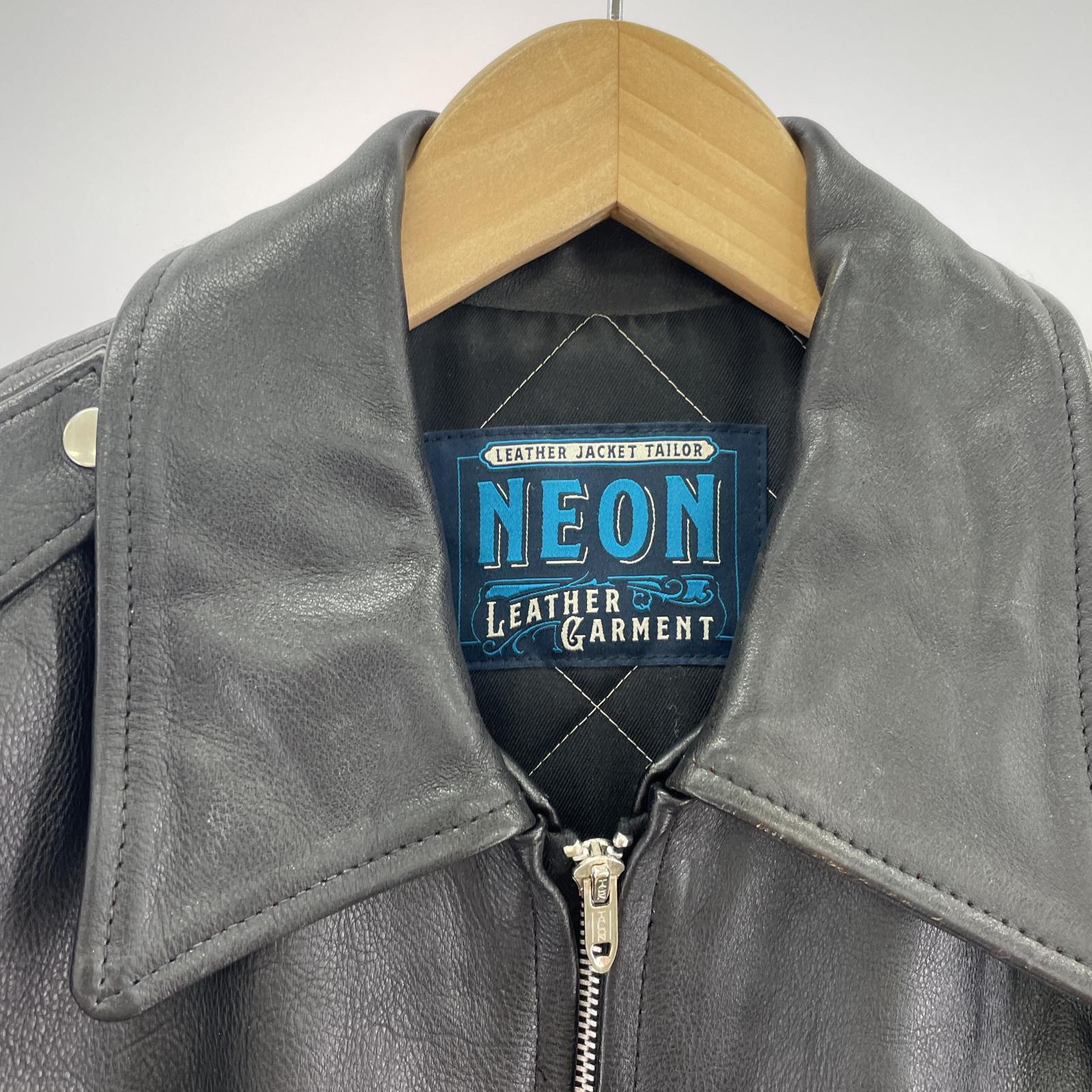 レザージャケット NEON LEATHER GARMENT シドジャン ブラック