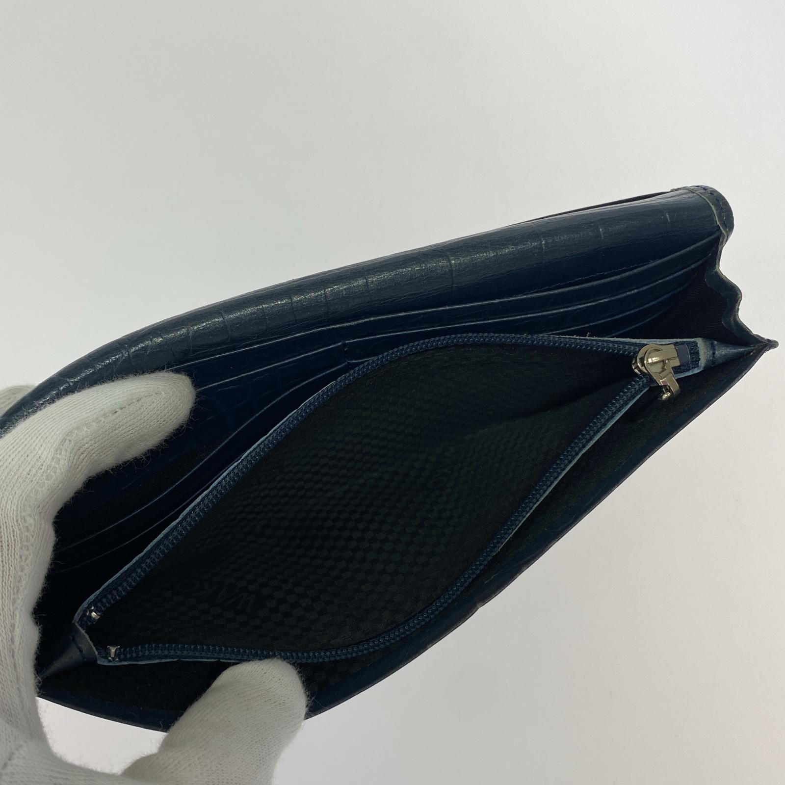 長財布 銀座和光　クロコダイル　長財布 ネイビー