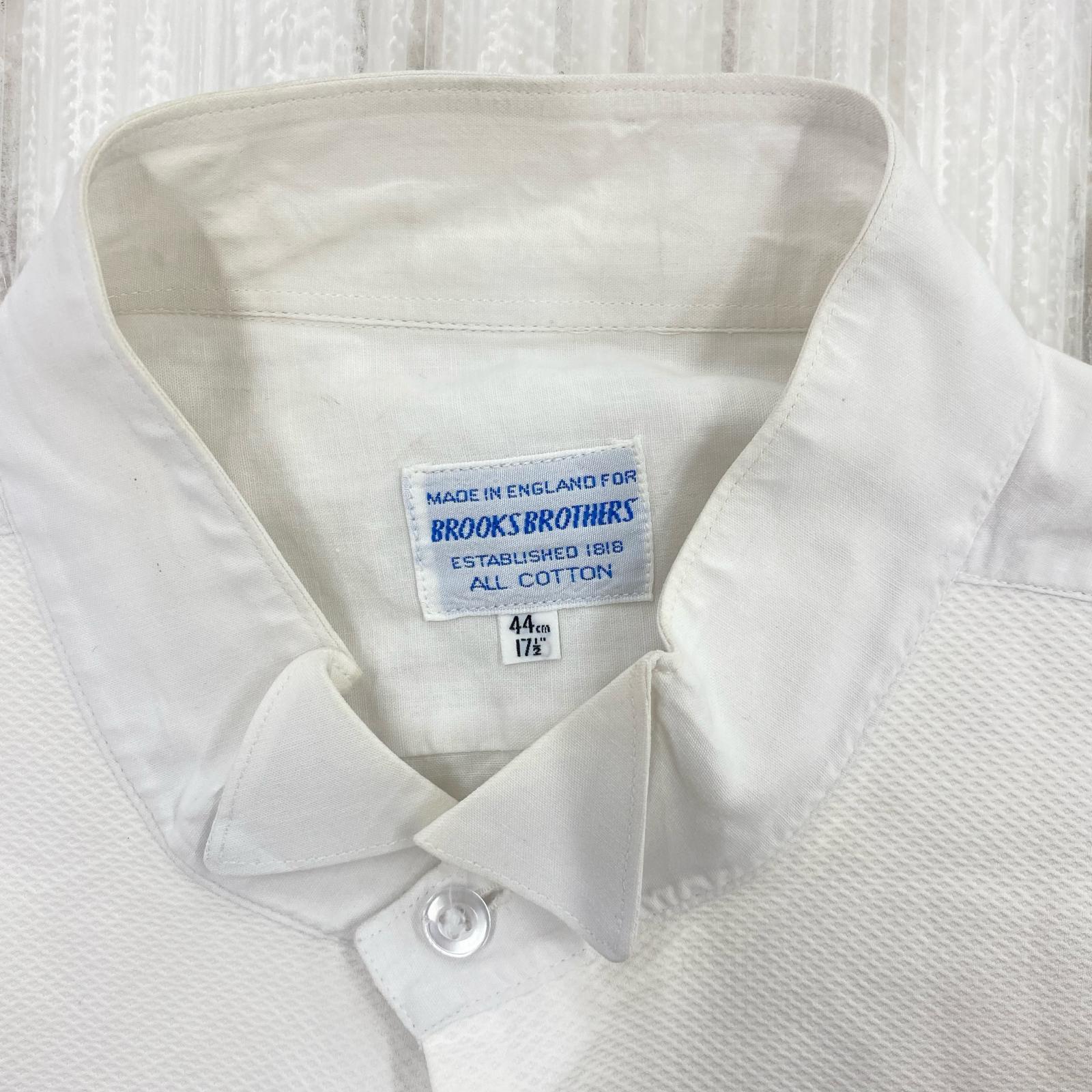 長袖シャツ 70s- ドレシャツ カフスボタン 白 17.5 ホワイト