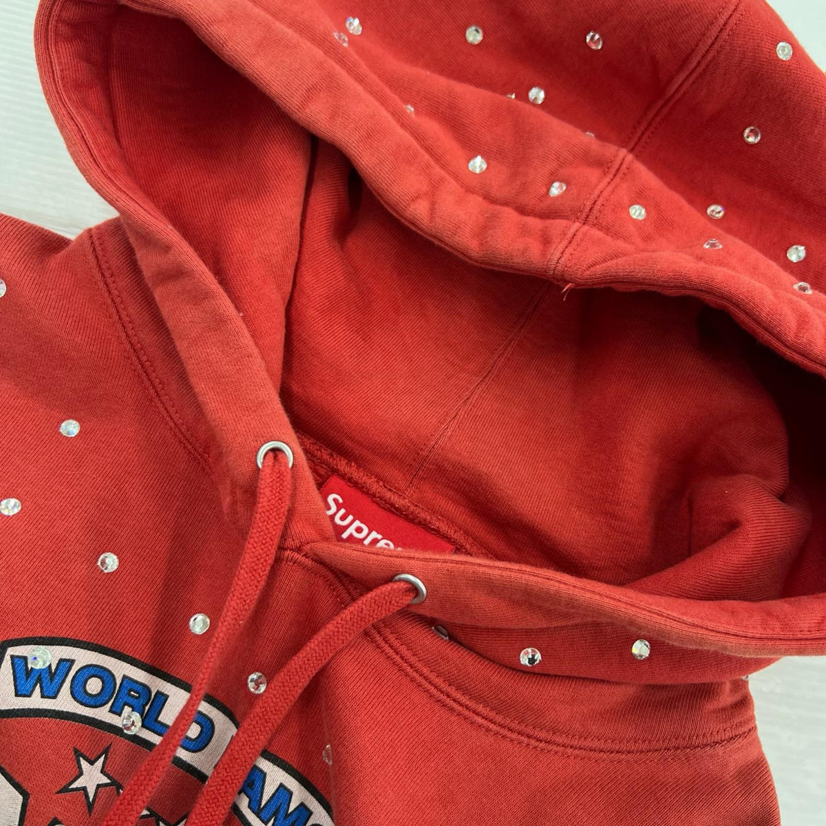 パーカー 21AW Rhinestone Hooded Sweatshirt S レッド