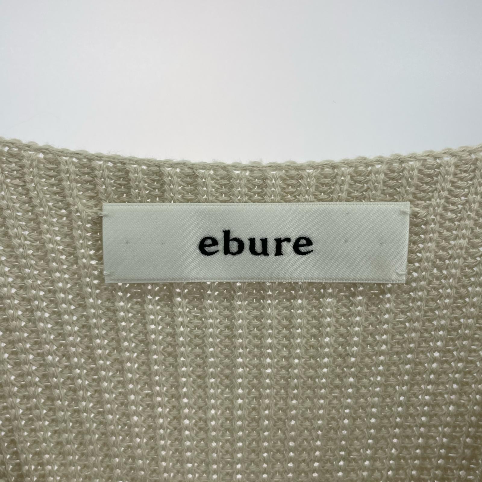 ニット ebure キーネック畔編ニット アイボリー