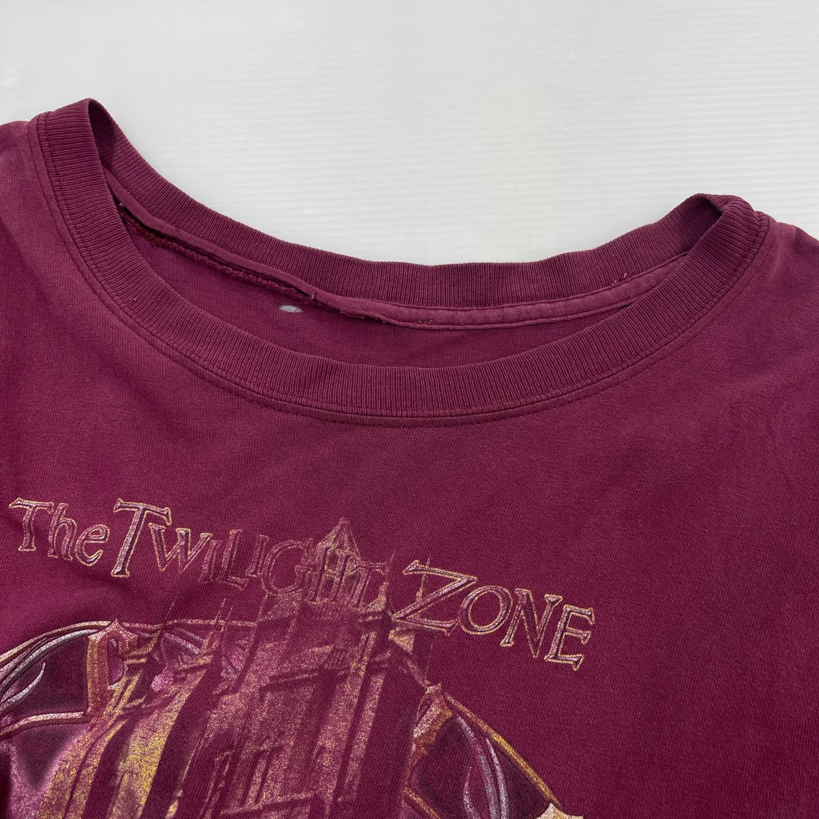 半袖Ｔシャツ 90~00s Disney タワーオブテラー TWILIGHT ZONE アトラクションプリントTee - ボルドー