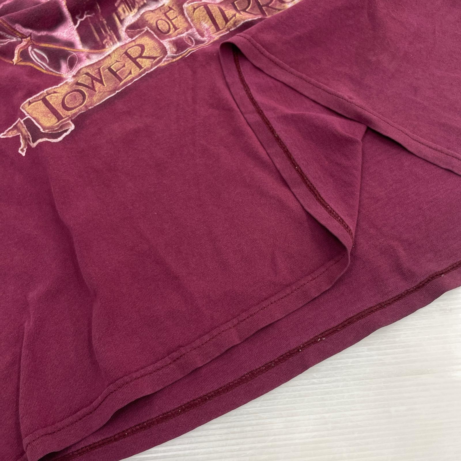 半袖Ｔシャツ 90~00s Disney タワーオブテラー TWILIGHT ZONE アトラクションプリントTee - ボルドー