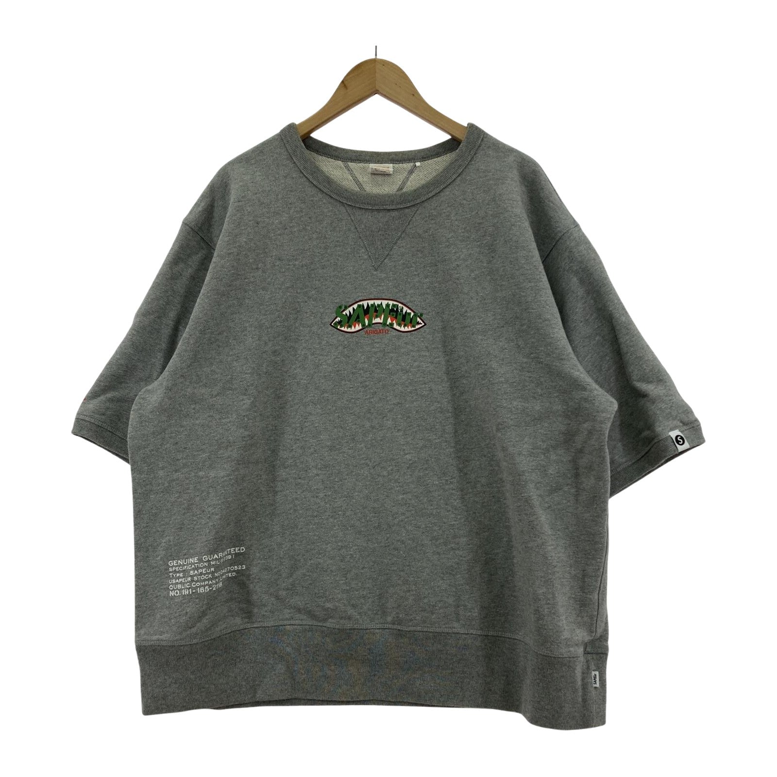 スウェット SAPeur シャークヘッド S/Sスウェット XL ホワイト グレー