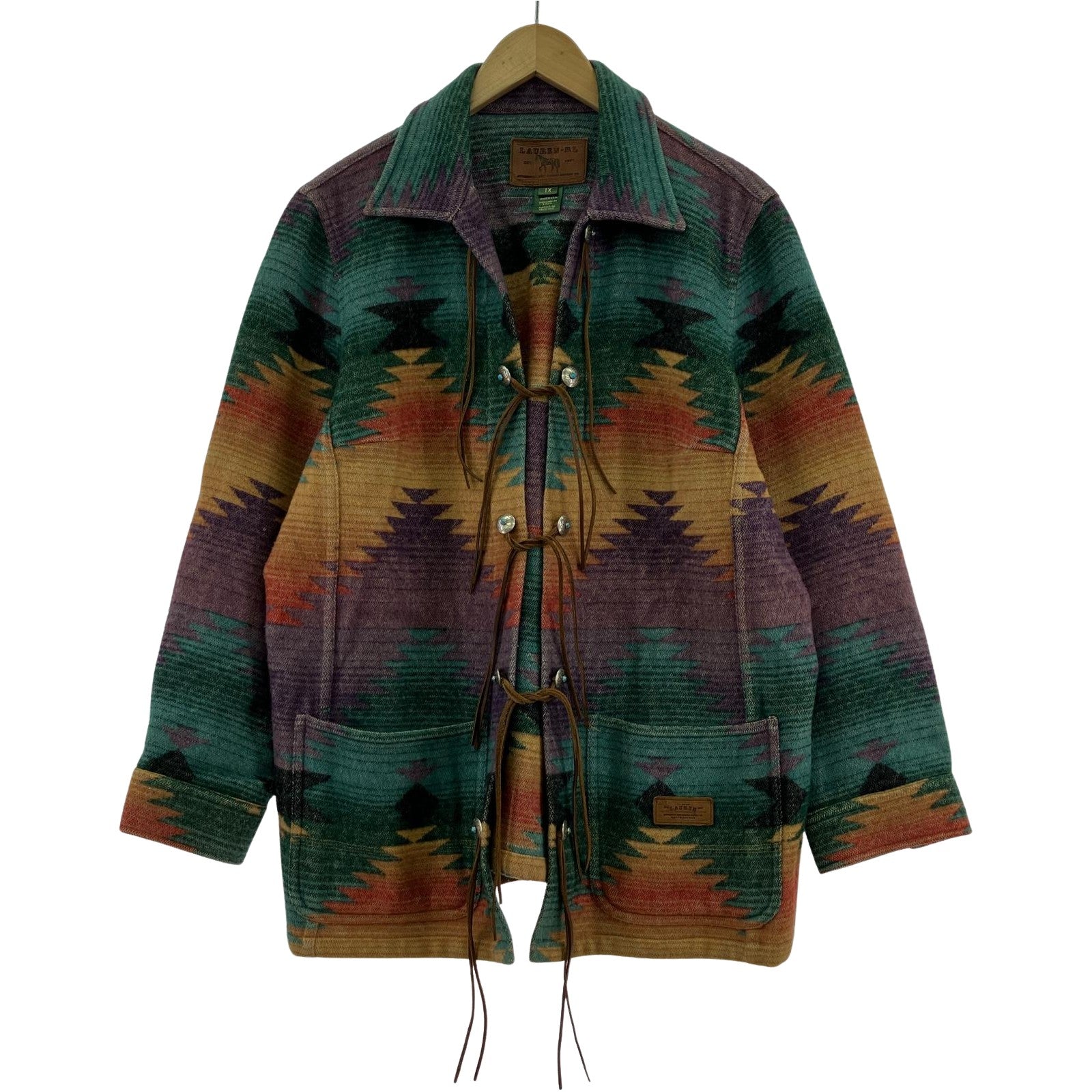 ジャケット POLO RALPH LAUREN LAUREN ネイティブコンチョジャケット 1X グリーン系 マルチカラー