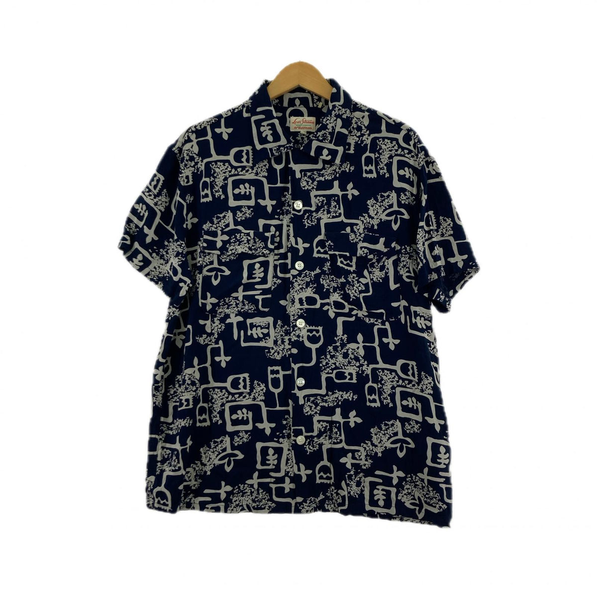 半袖シャツ レーヨンアロハシャツ ネイビー M M