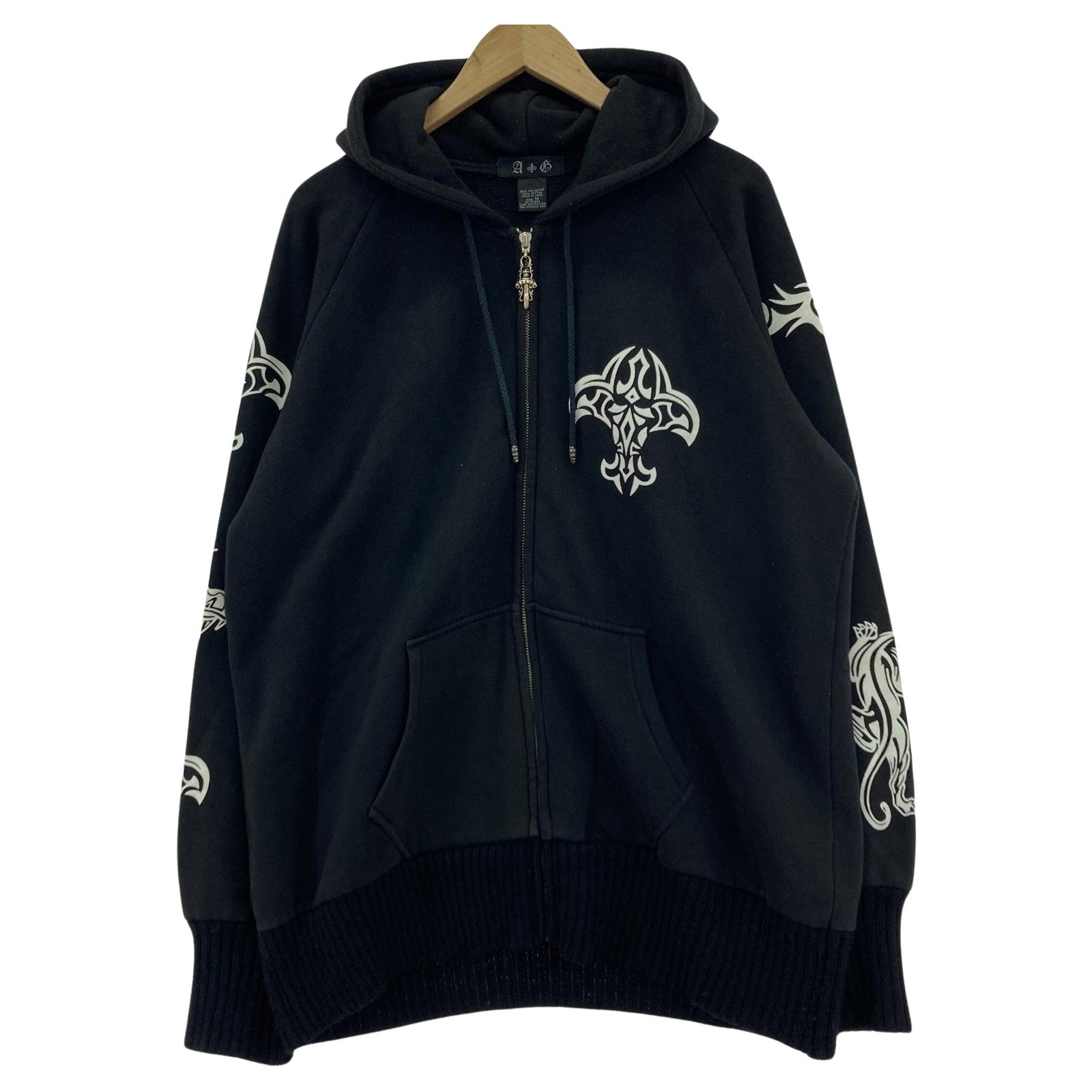 パーカー A＆G クロス×フレアモチーフ スウェットジップパーカー M ブラック M ブラック