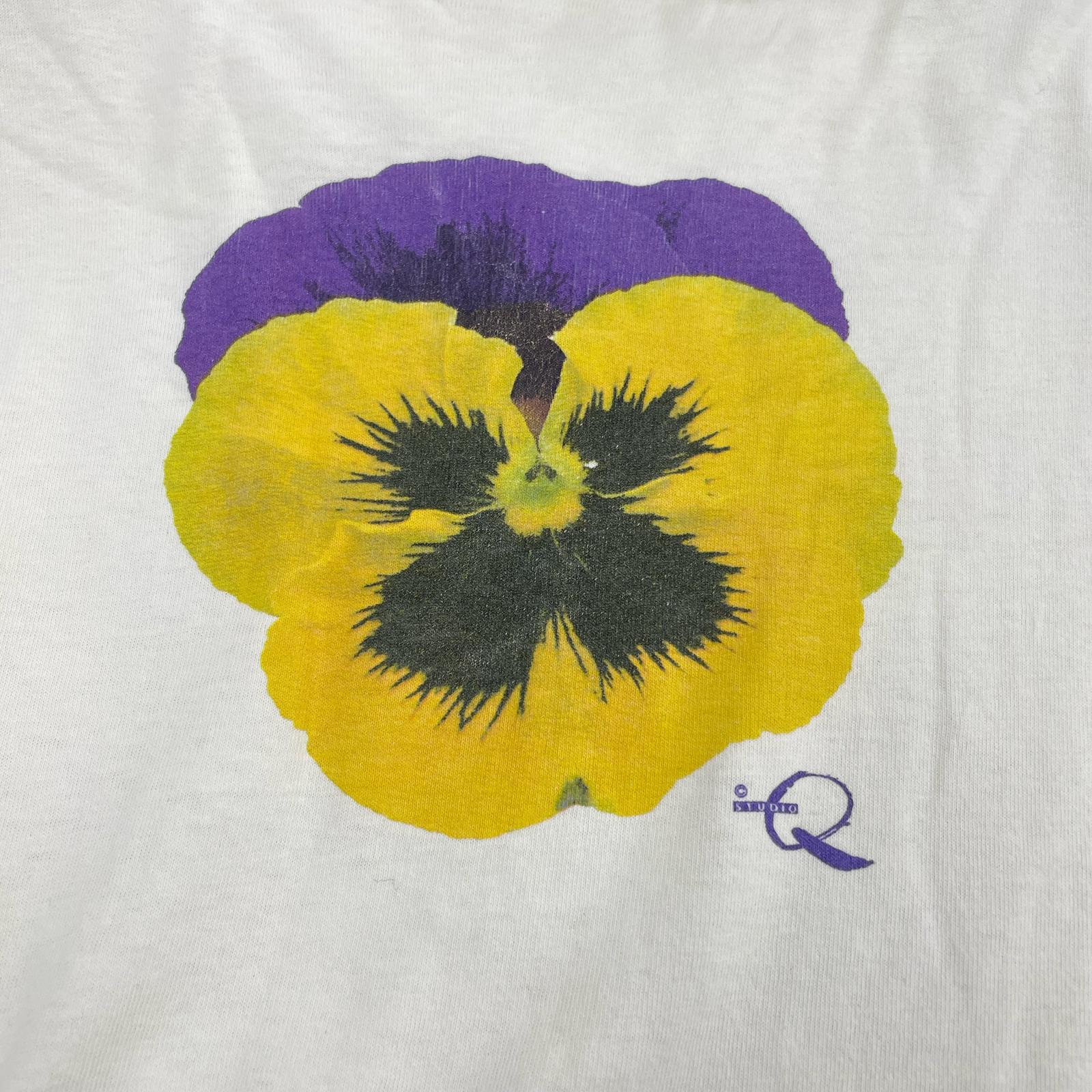 半袖Ｔシャツ 90s STUDIO Q パンジー プリントTee XL ホワイト ホワイト