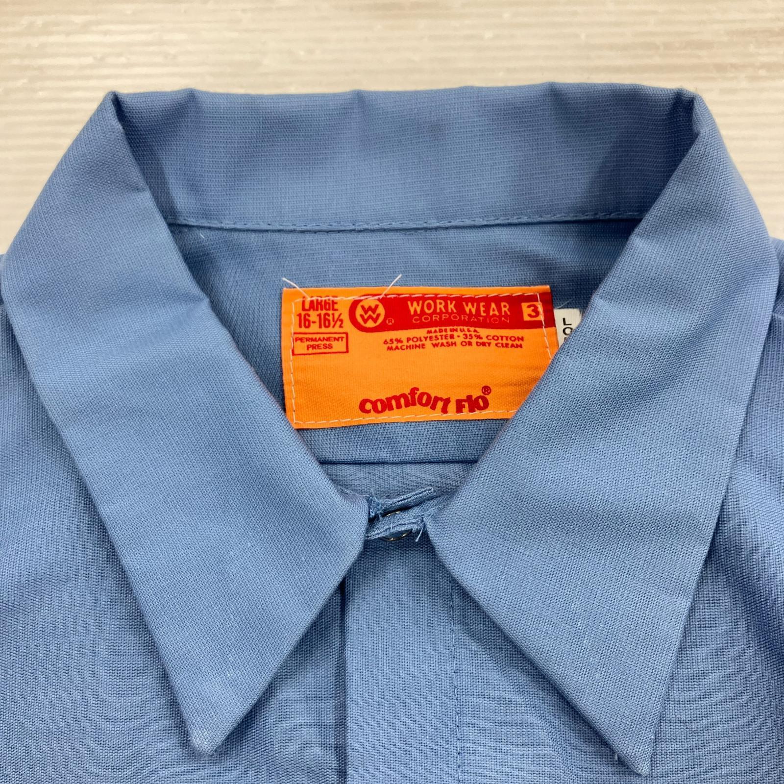 半袖シャツ 80s WORK WEAR 青（L） L ブルー