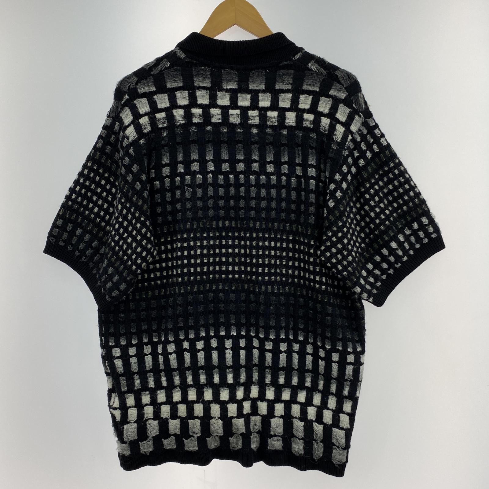 半袖シャツ Gradient Grid Zip Up Polo S S ブラック