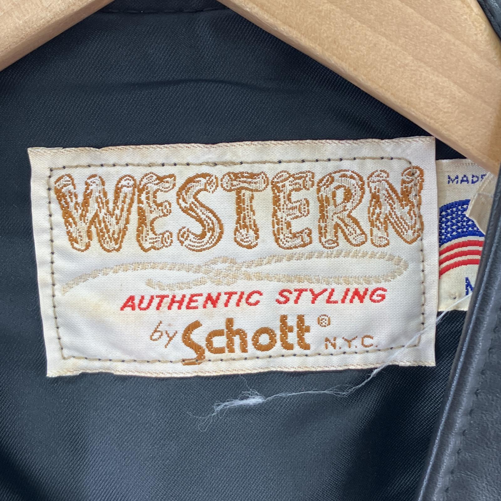 長袖シャツ western by schott レザー USA製 (M) M ブラック