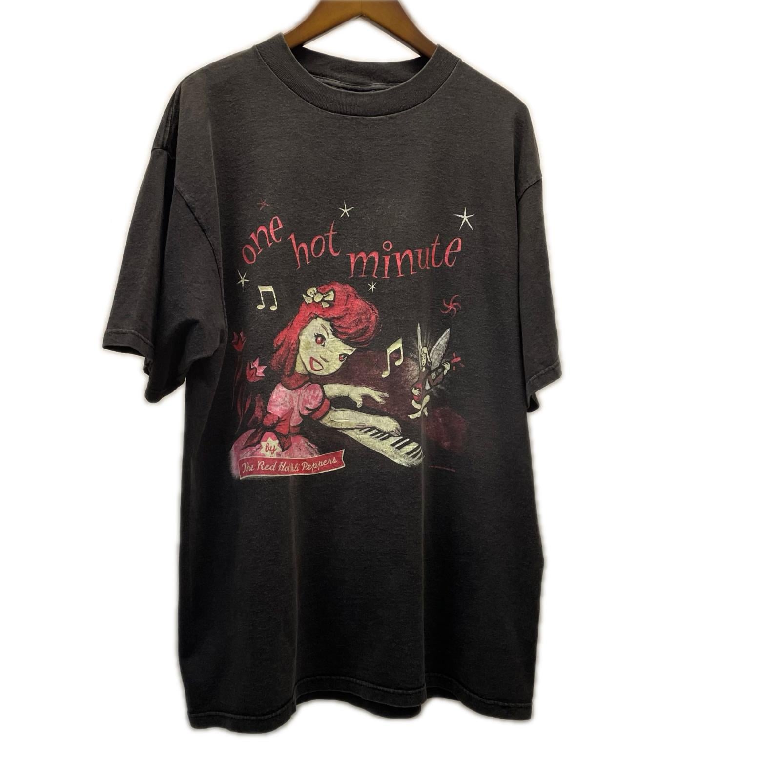 半袖Ｔシャツ 90s RED HOT CHILI PEPPERS ONE HOT MINUTE PIANO 95年 ﾊﾞﾝﾄﾞTee XL 1995年 giantﾀｸﾞ LL ブラック