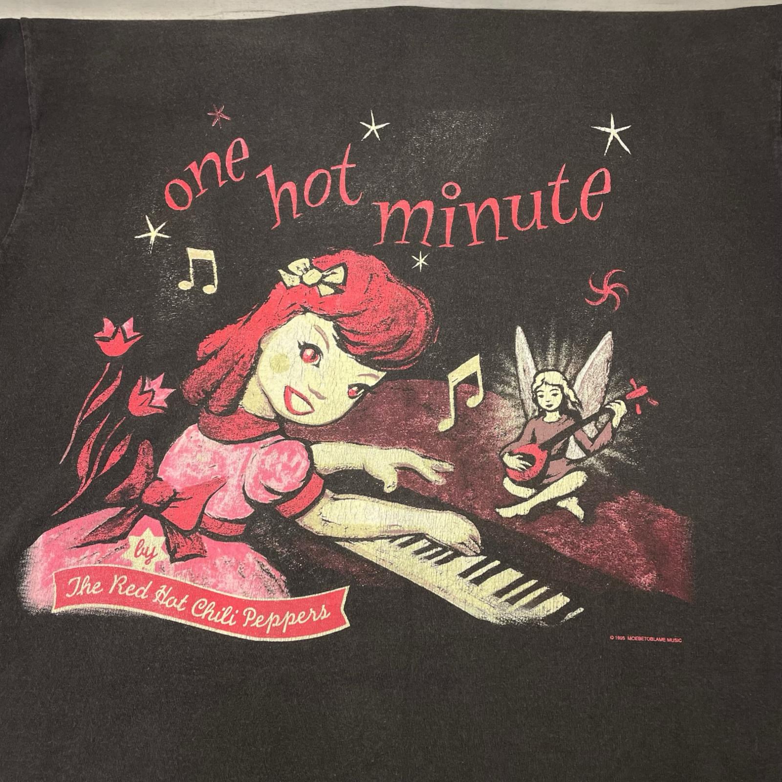半袖Ｔシャツ 90s RED HOT CHILI PEPPERS ONE HOT MINUTE PIANO 95年 ﾊﾞﾝﾄﾞTee XL 1995年 giantﾀｸﾞ LL ブラック