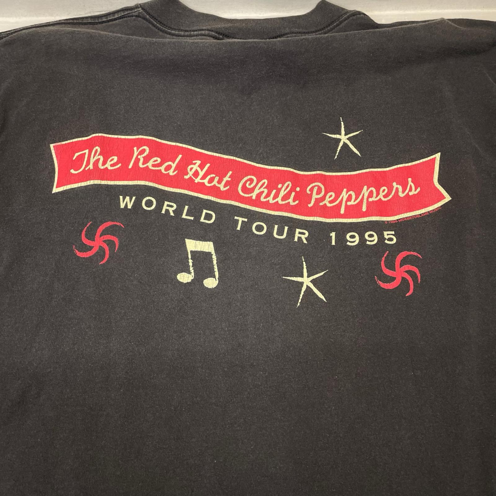 半袖Ｔシャツ 90s RED HOT CHILI PEPPERS ONE HOT MINUTE PIANO 95年 ﾊﾞﾝﾄﾞTee XL 1995年 giantﾀｸﾞ LL ブラック
