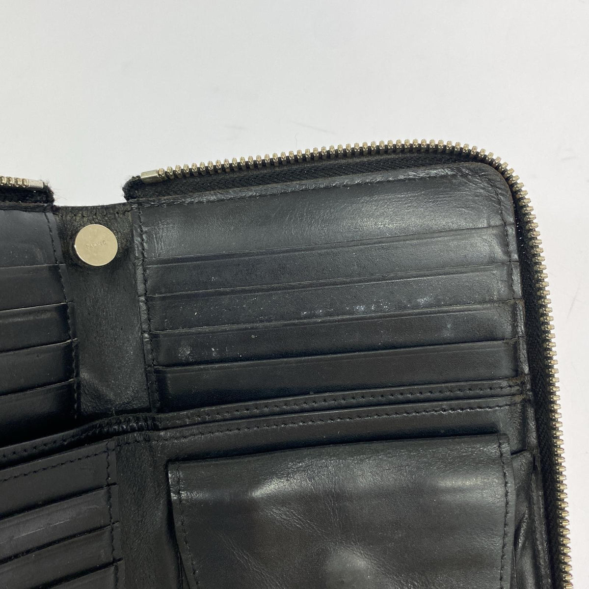 コンパクトウォレット discord Yohji Yamamoto ラウンドジップ ミドルウォレット ブラック ブラック
