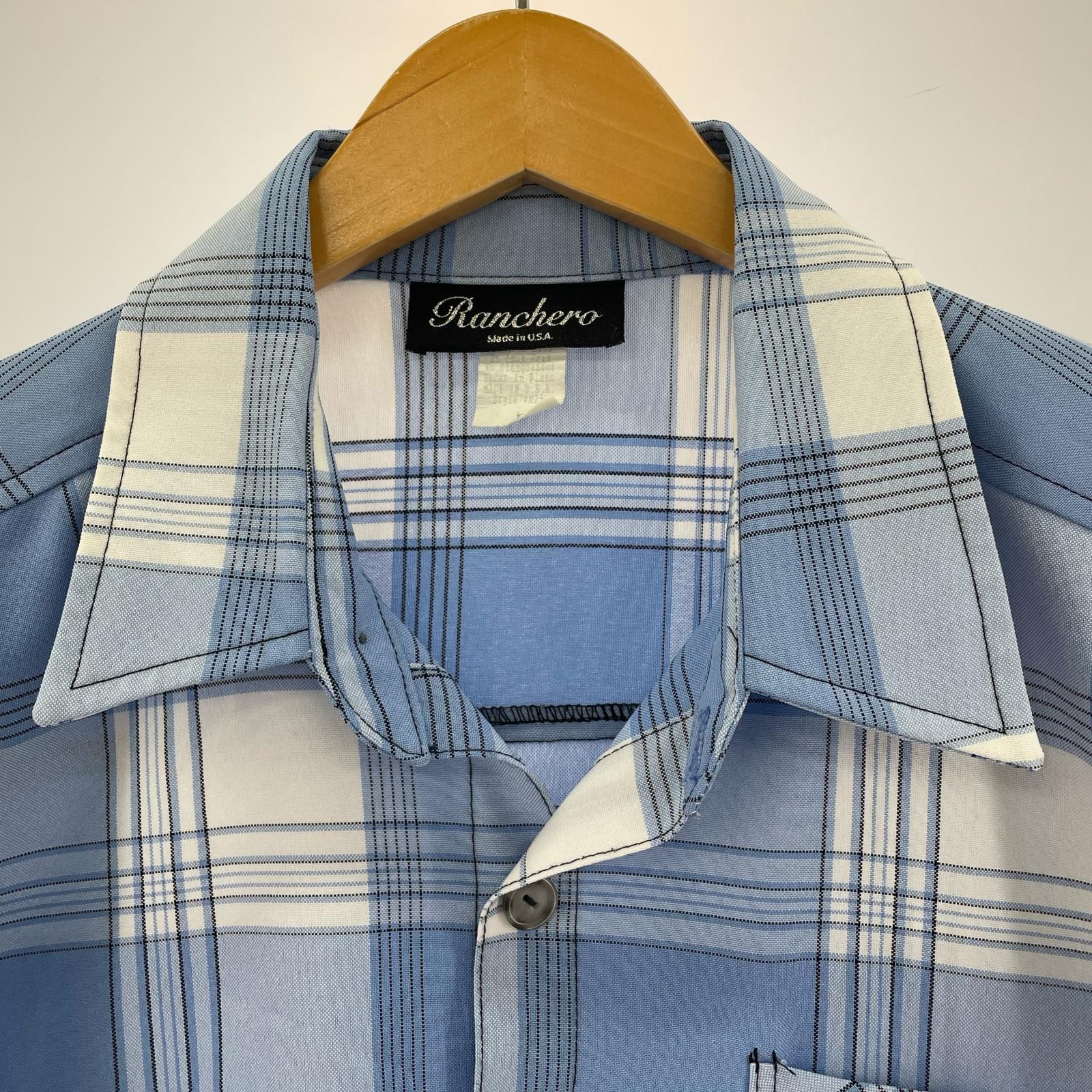 半袖Ｔシャツ Ranchero チェック 水色 (L)