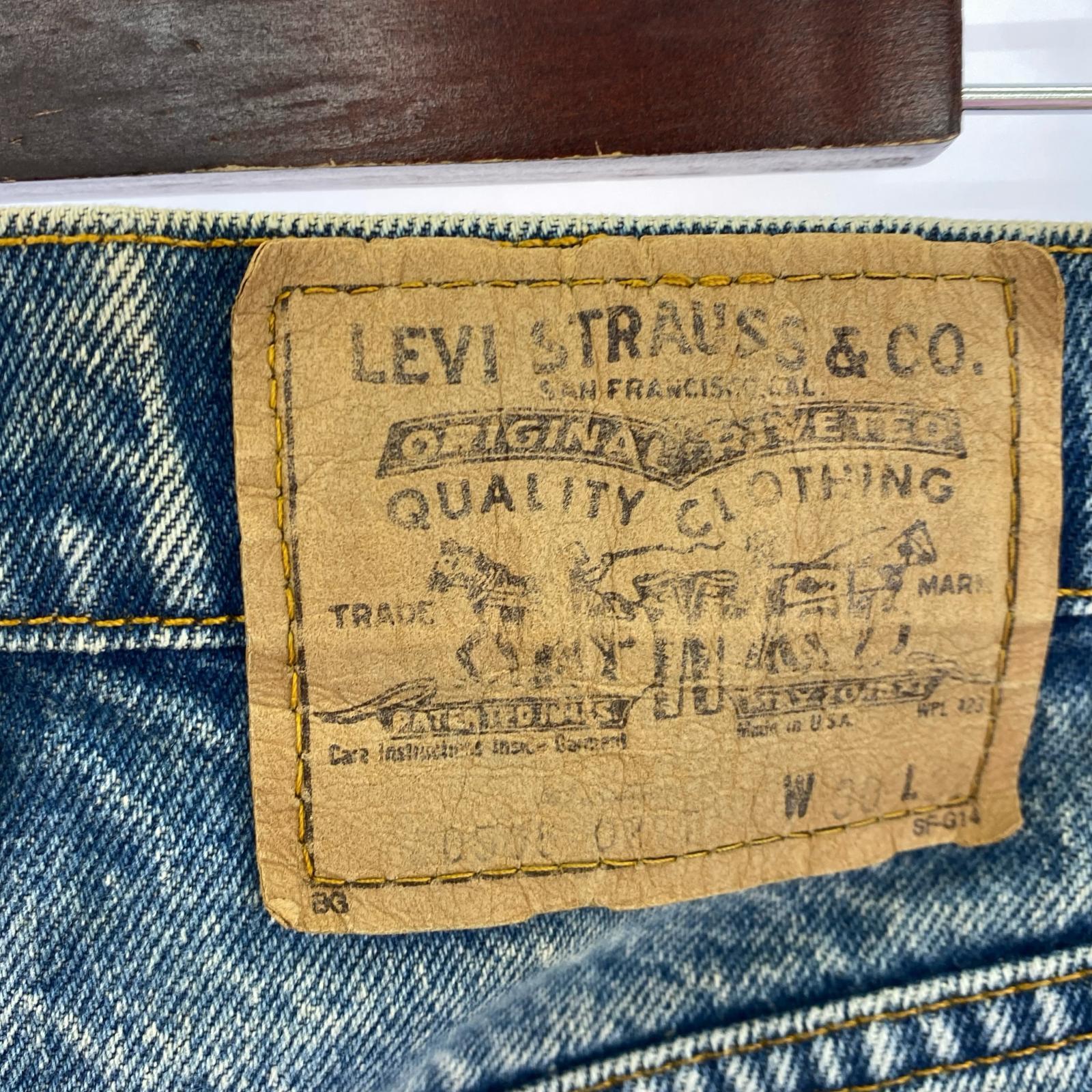 デニムパンツ USA製 オレンジタブ ボタン裏513 30 ブルー
