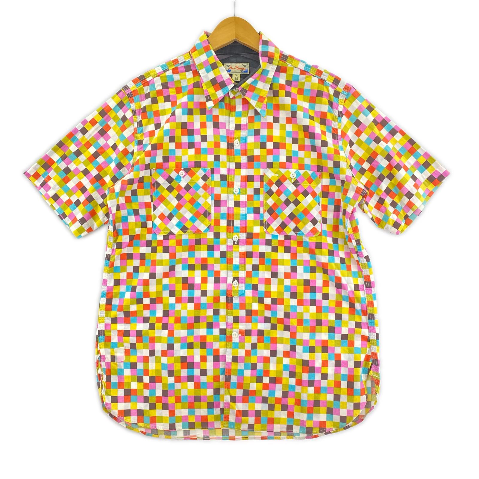 半袖シャツ カラフルチェック　M M マルチカラー