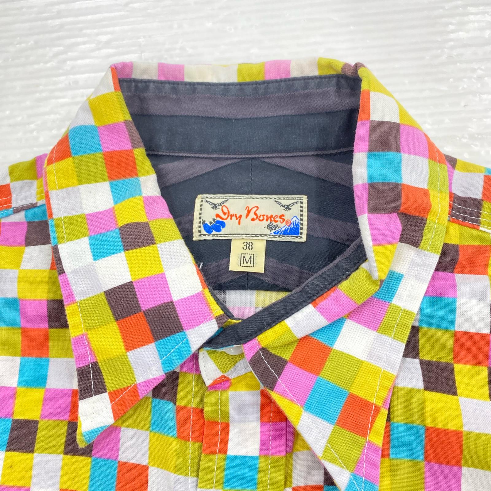 半袖シャツ カラフルチェック　M M マルチカラー