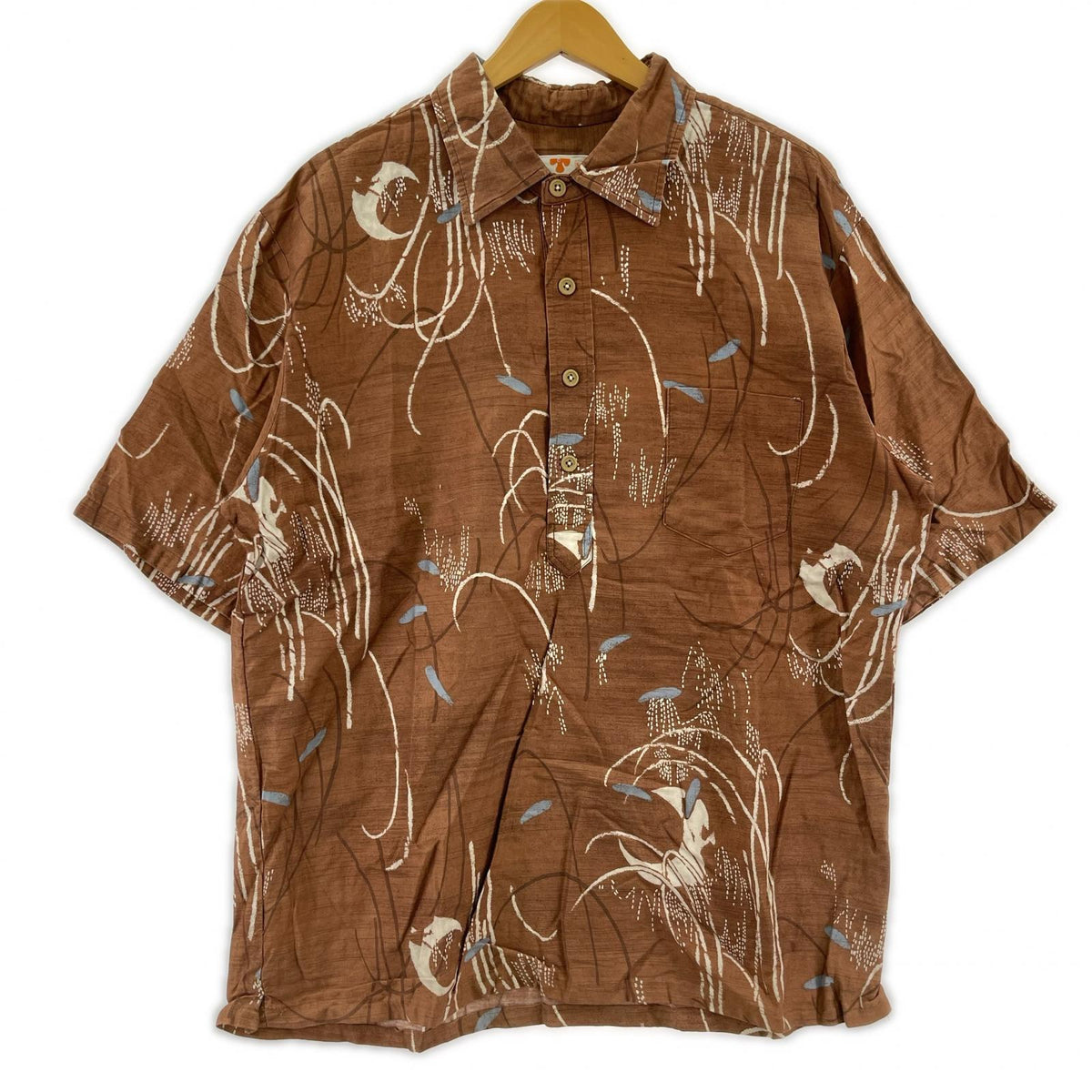 半袖シャツ 70s HAWAIIAN shirt ブラウン