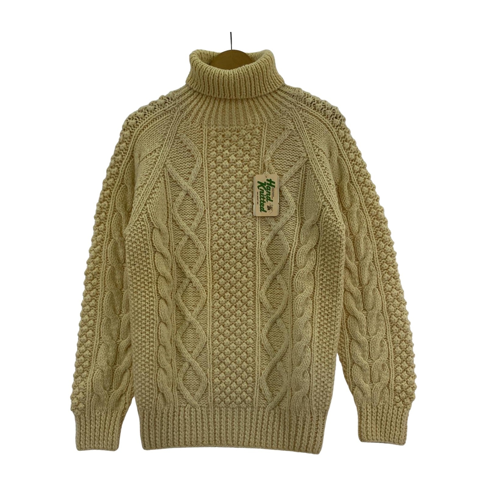 ニット 60s ﾌｨｯｼｬｰﾏﾝｾｰﾀｰ 手編み (M) M ベージュ