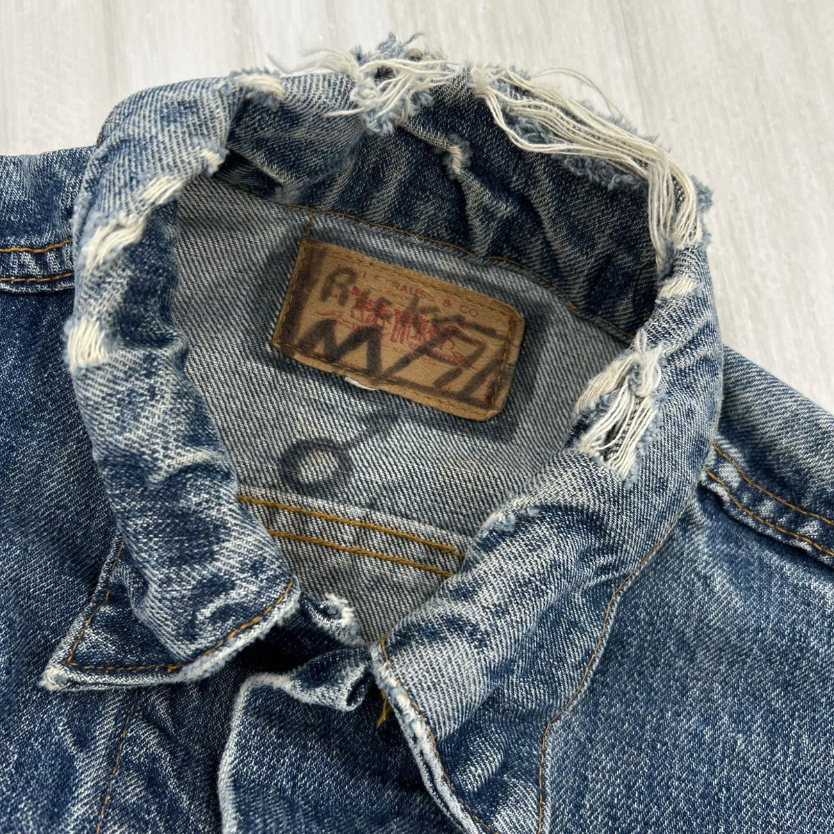 デニムジャケット 70s 4th スモールe ボタン裏32 ネイビー
