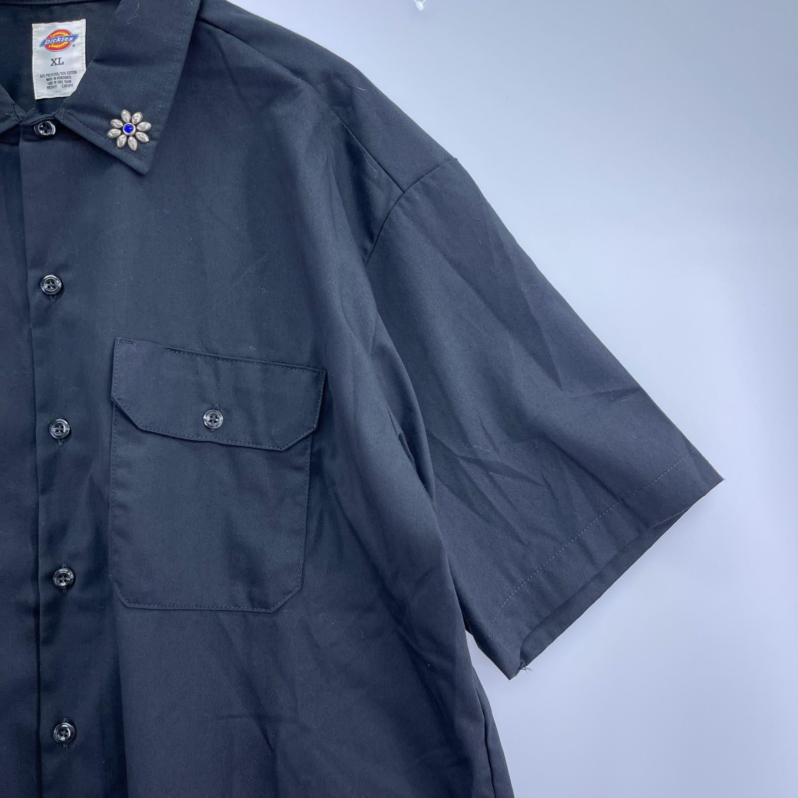 半袖シャツ HTC × Dickies Short Sleeve Work Shirt Flower ブラック