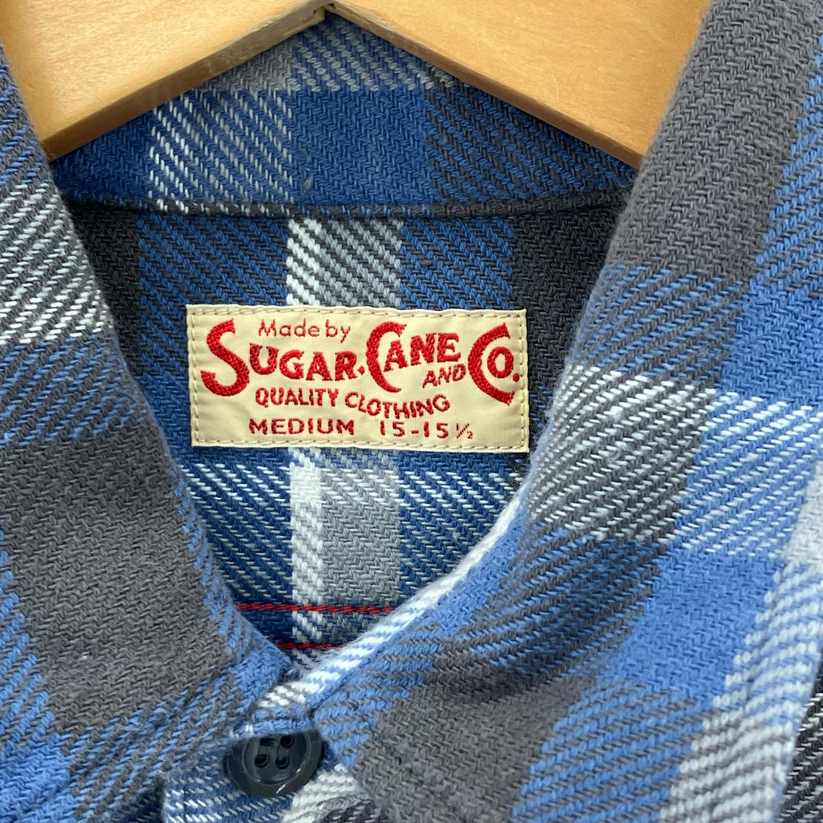 長袖シャツ TWILL CHECK WORK SHIRT 青 (M) M ブルー