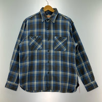長袖シャツ TWILL CHECK WORK SHIRT 青 (M) M ブルー